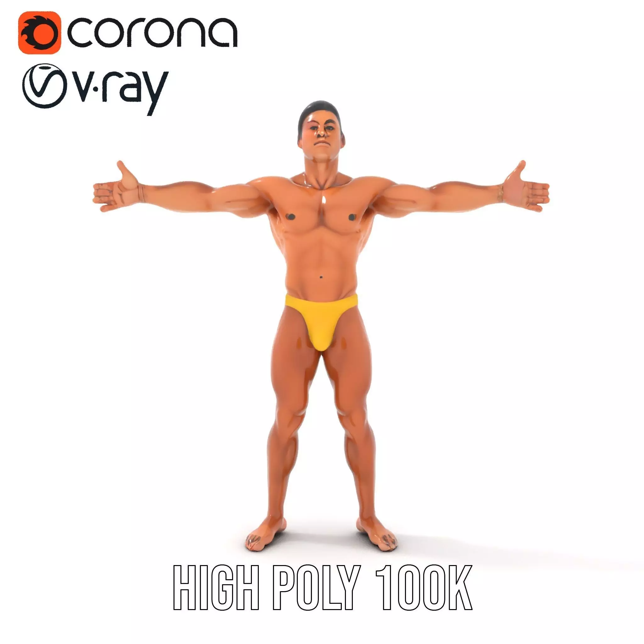 Realistic Male Athletic Model Pack with Detailed Anatomy Low-poly 3D model_26