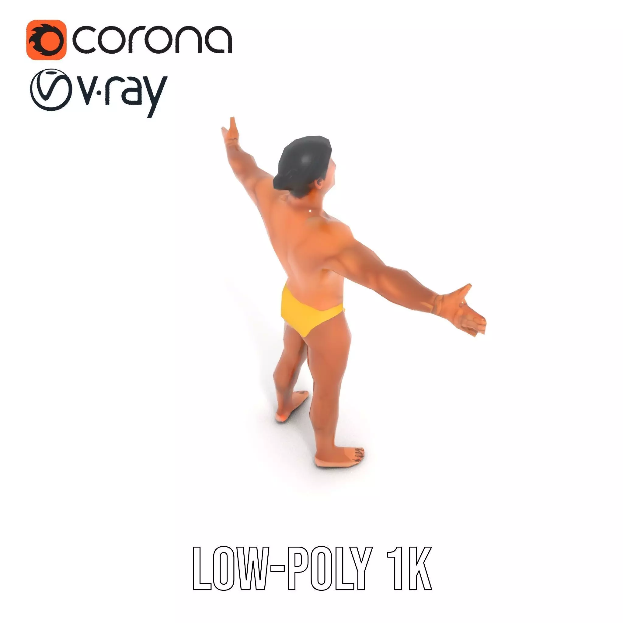 Realistic Male Athletic Model Pack with Detailed Anatomy Low-poly 3D model_8