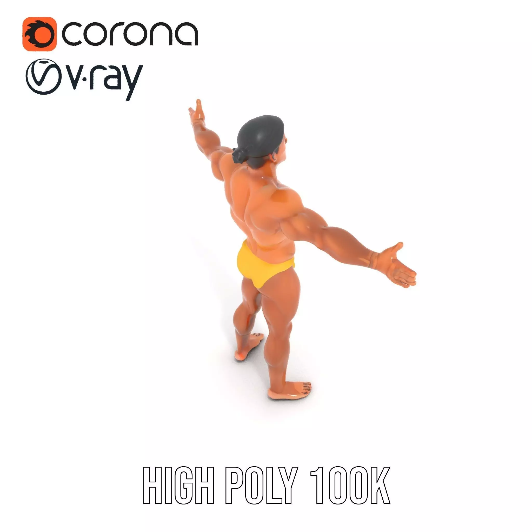 Realistic Male Athletic Model Pack with Detailed Anatomy Low-poly 3D model_20