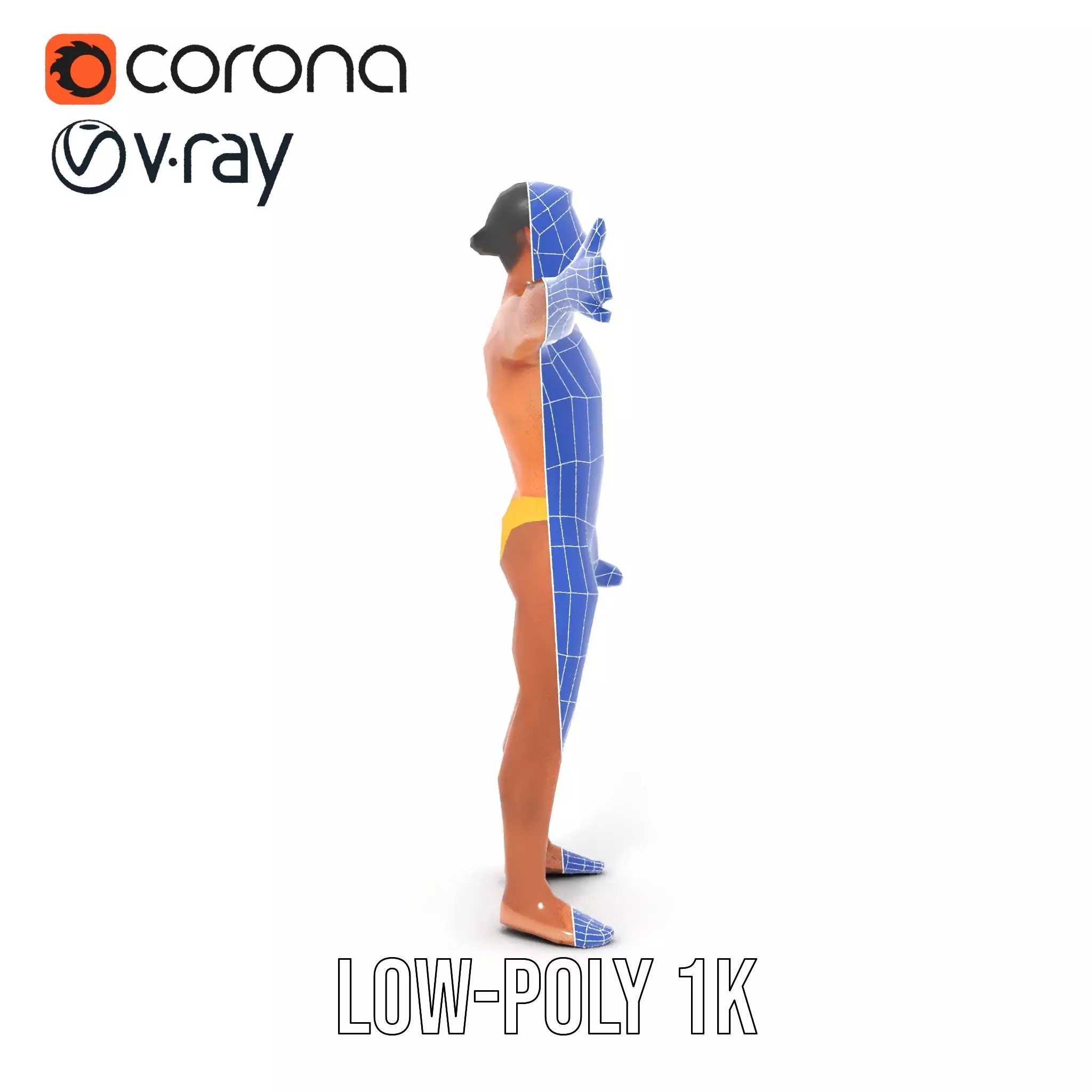 Realistic Male Athletic Model Pack with Detailed Anatomy Low-poly 3D model_22