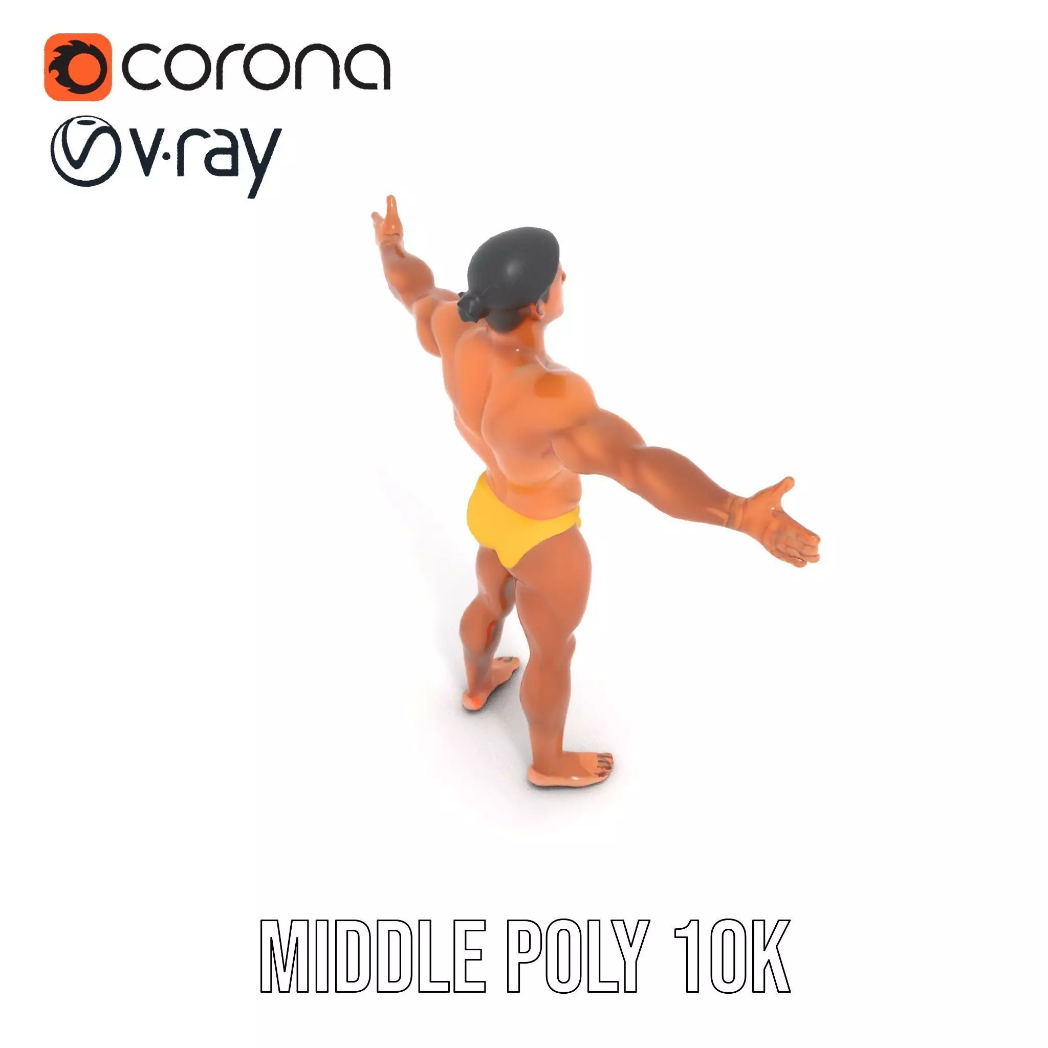 Realistic Male Athletic Model Pack with Detailed Anatomy Low-poly 3D model_15