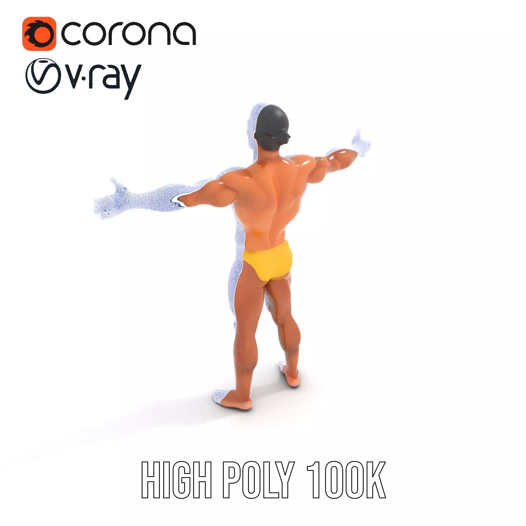 Realistic Male Athletic Model Pack with Detailed Anatomy Low-poly 3D model_33