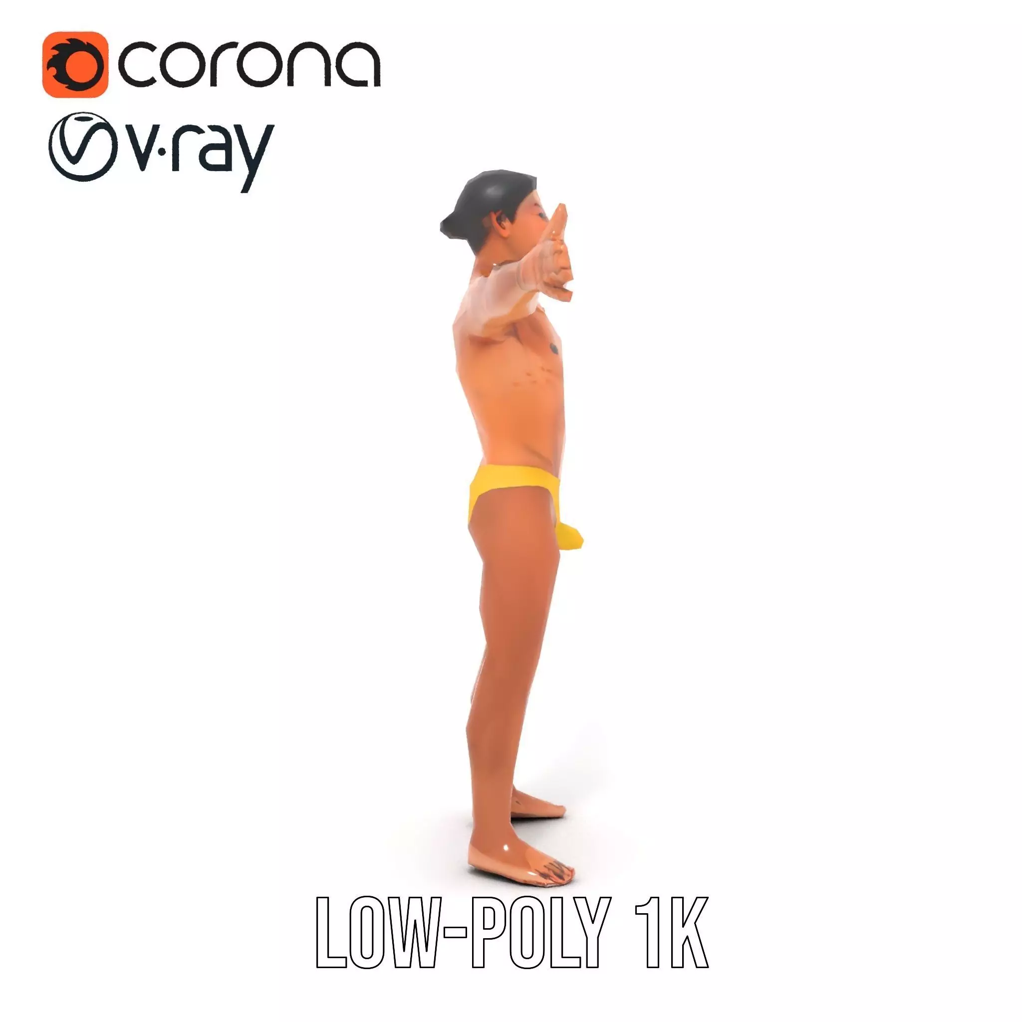 Realistic Male Athletic Model Pack with Detailed Anatomy Low-poly 3D model_11