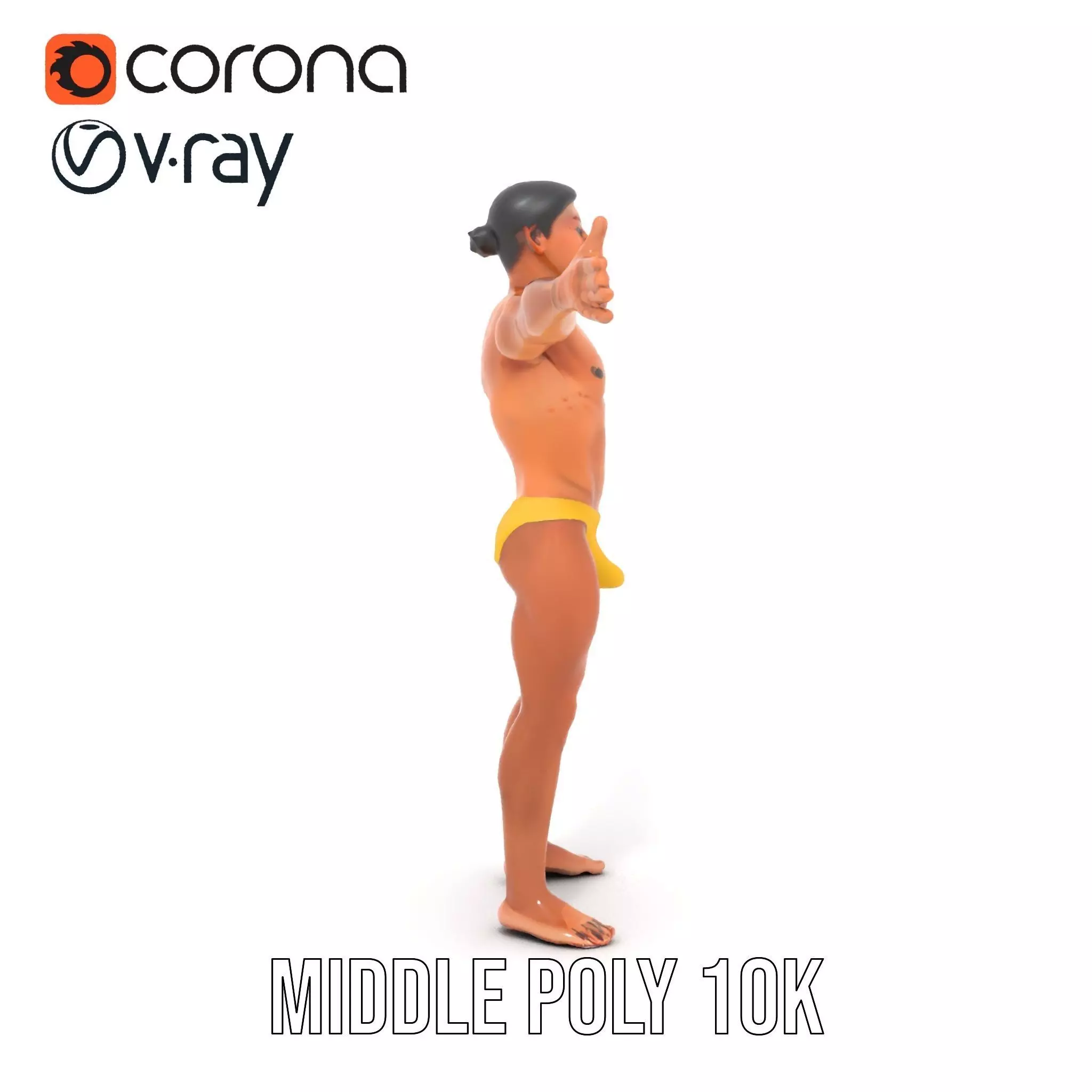 Realistic Male Athletic Model Pack with Detailed Anatomy Low-poly 3D model_18