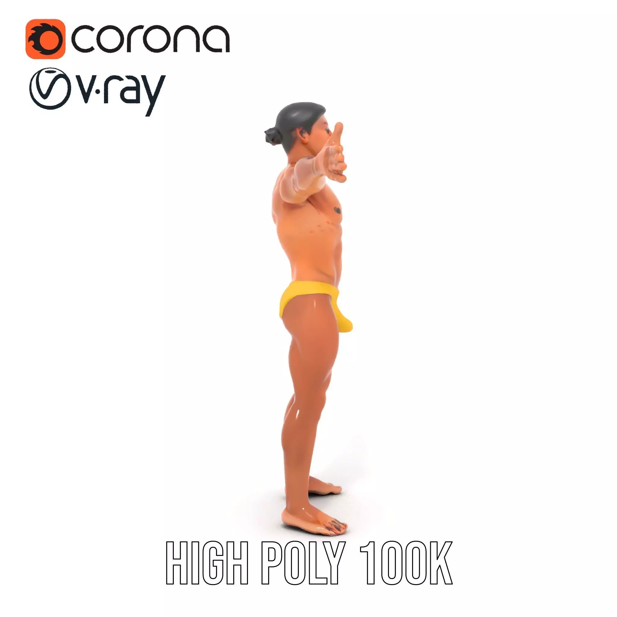 Realistic Male Athletic Model Pack with Detailed Anatomy Low-poly 3D model_23