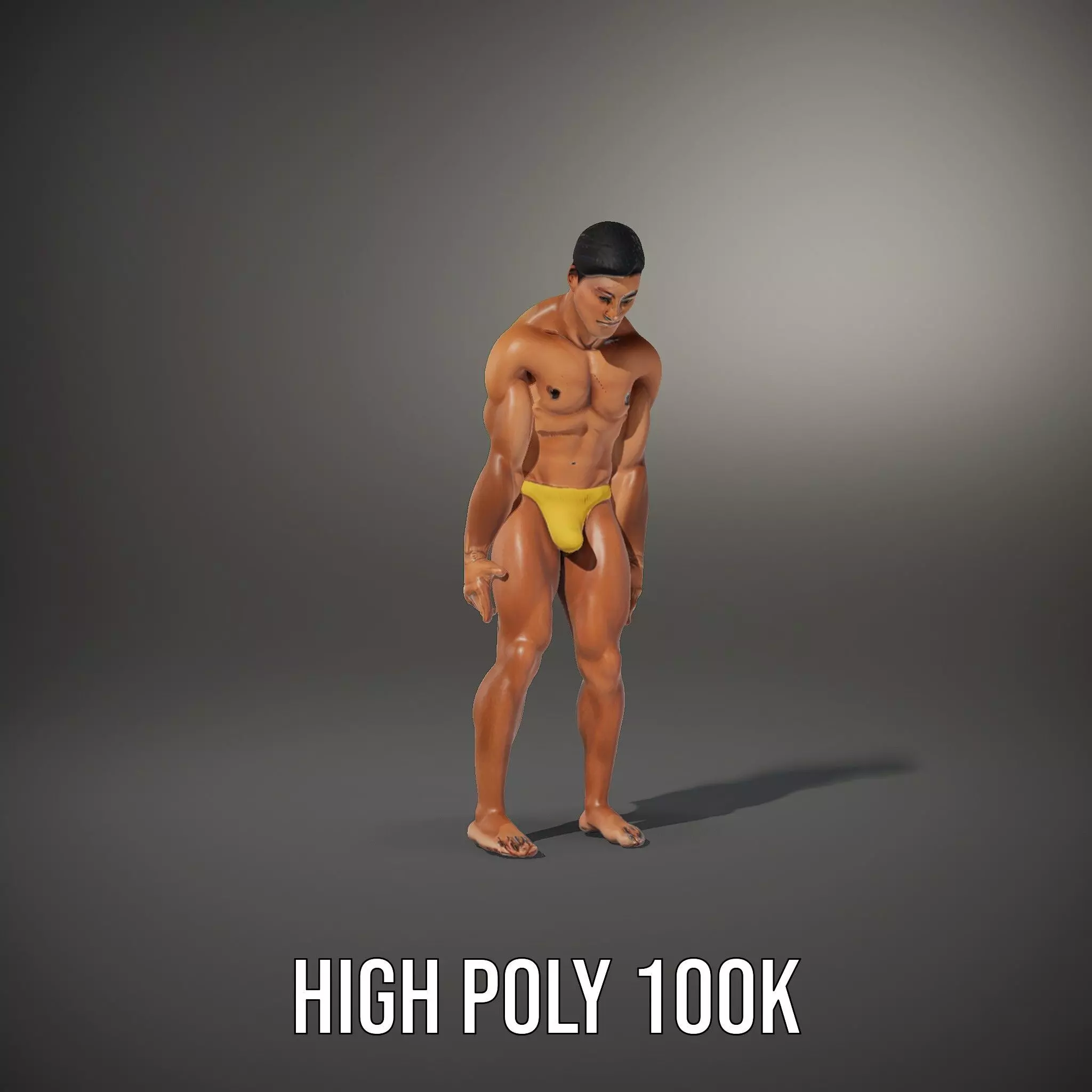 Realistic Male Athletic Model Pack with Detailed Anatomy Low-poly 3D model_9