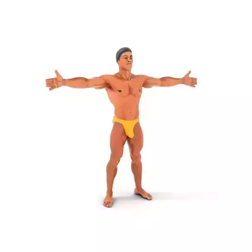 Realistic Male Athletic Model Pack with Detailed Anatomy Low-poly 3D model