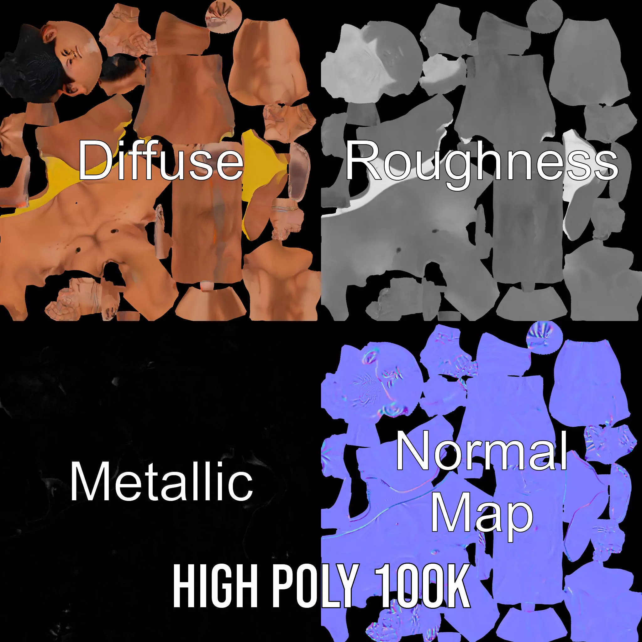 Realistic Male Athletic Model Pack with Detailed Anatomy Low-poly 3D model_3