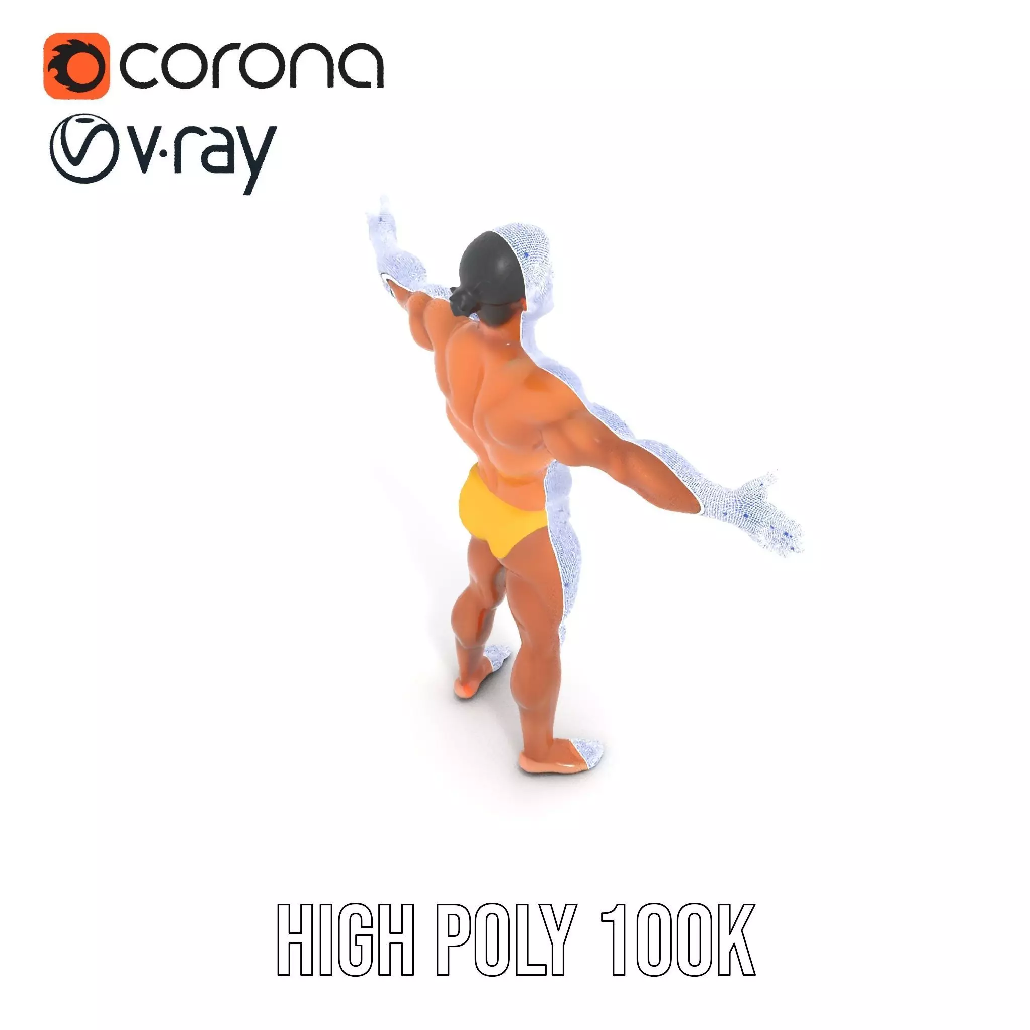 Realistic Male Athletic Model Pack with Detailed Anatomy Low-poly 3D model_32