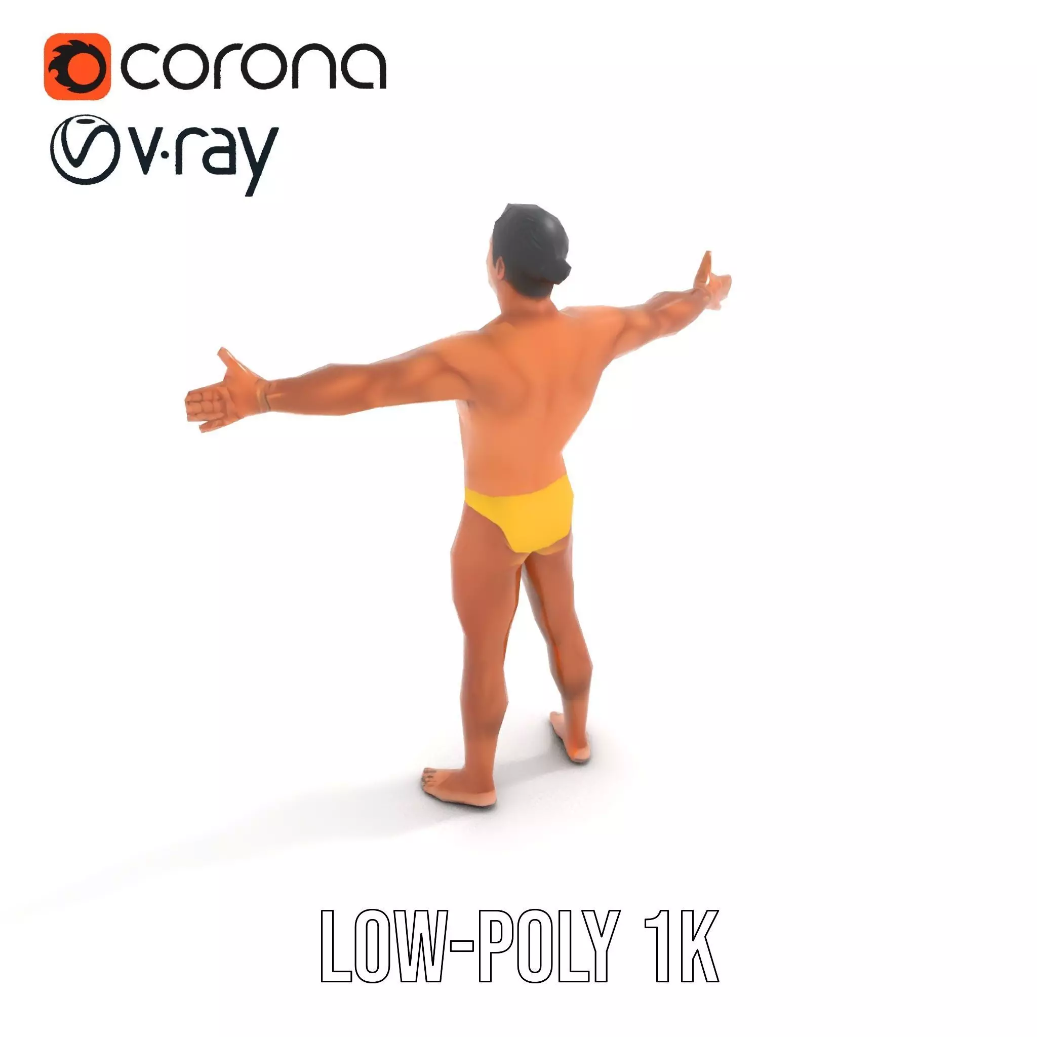 Realistic Male Athletic Model Pack with Detailed Anatomy Low-poly 3D model_16