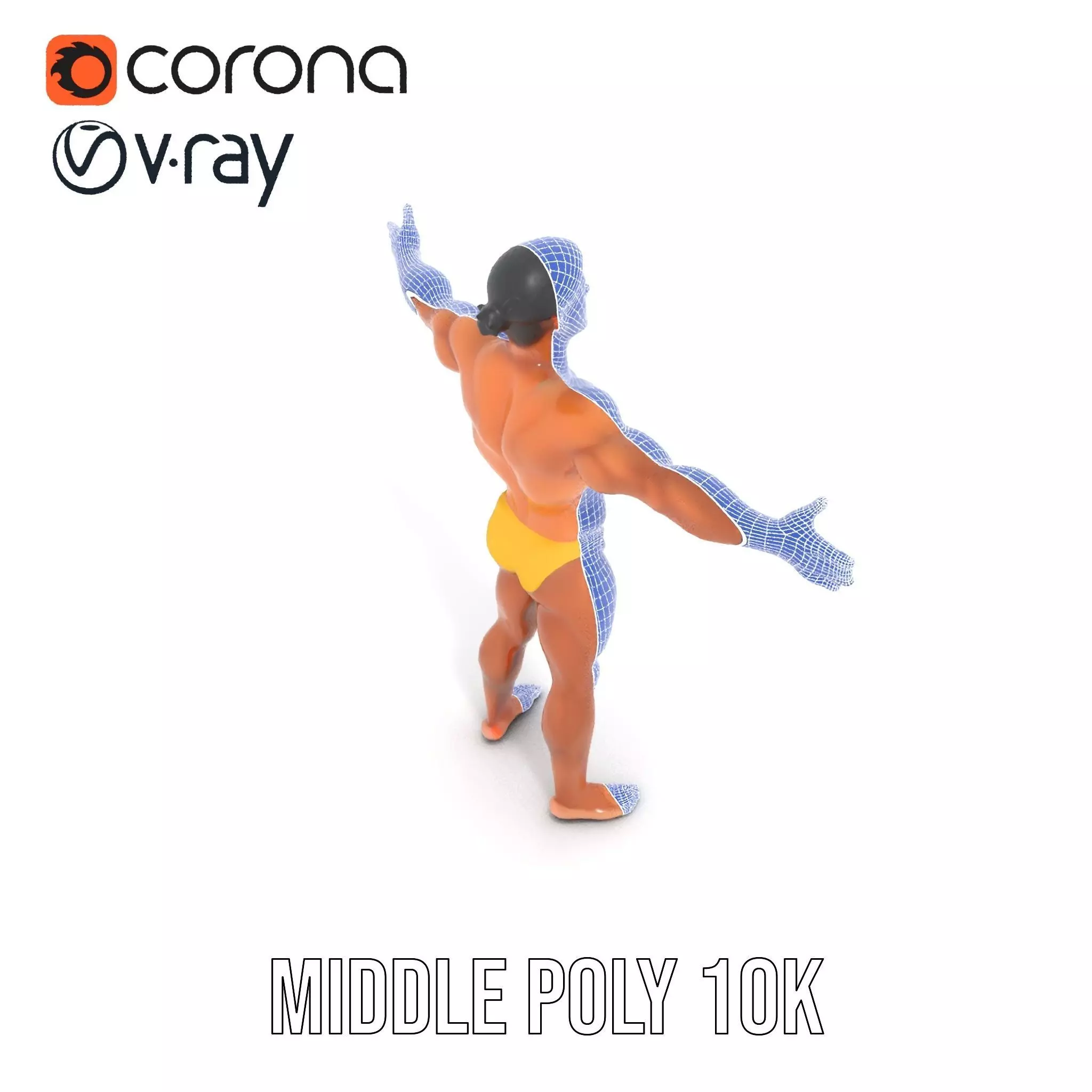 Realistic Male Athletic Model Pack with Detailed Anatomy Low-poly 3D model_24