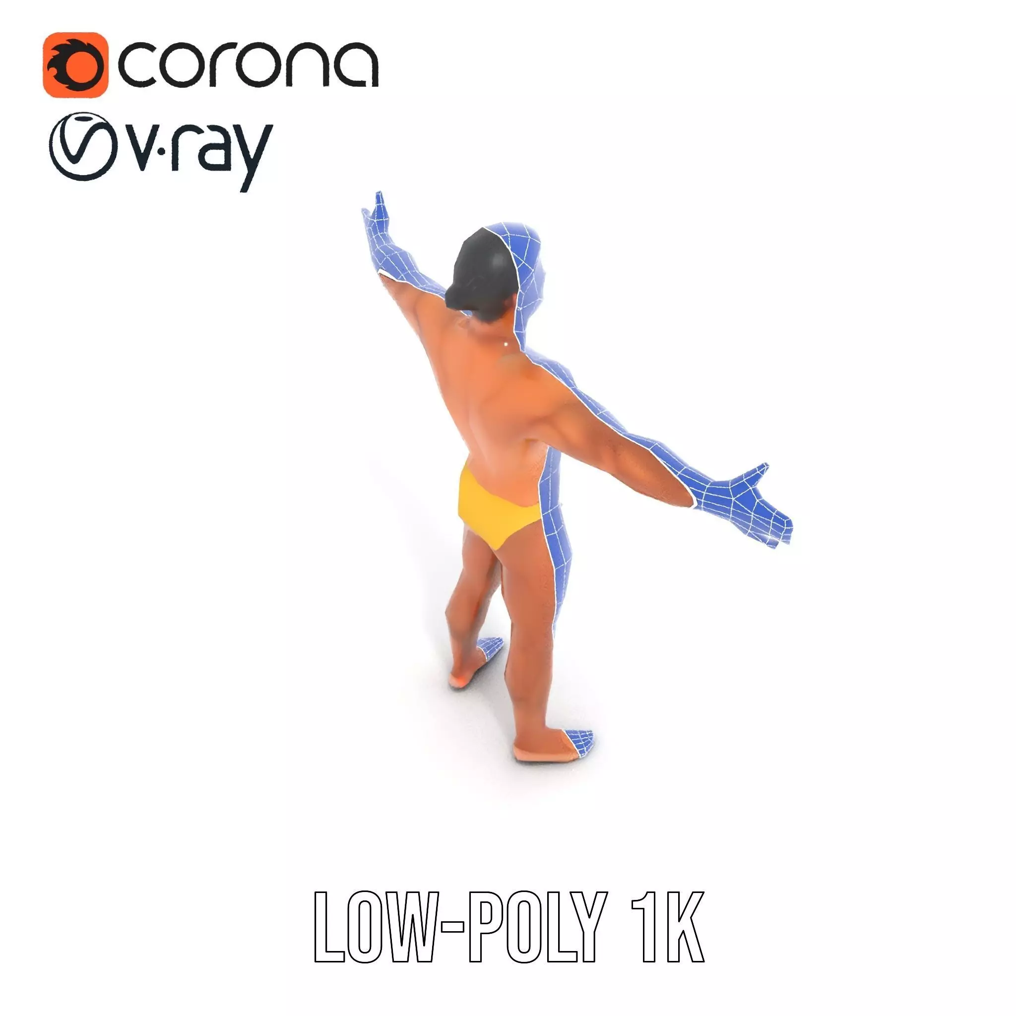 Realistic Male Athletic Model Pack with Detailed Anatomy Low-poly 3D model_28