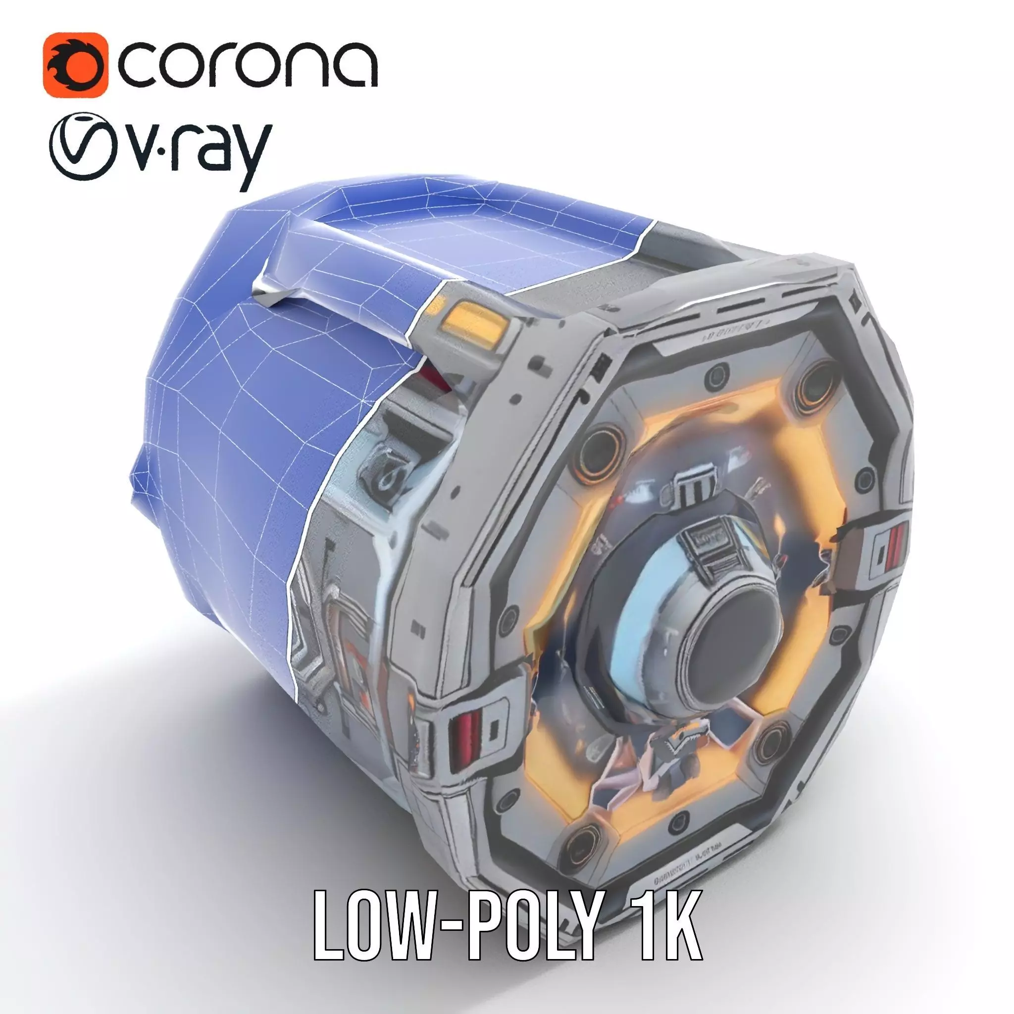 Futuristic SciFi Engine Reactor model pack Low-poly 3D model_22