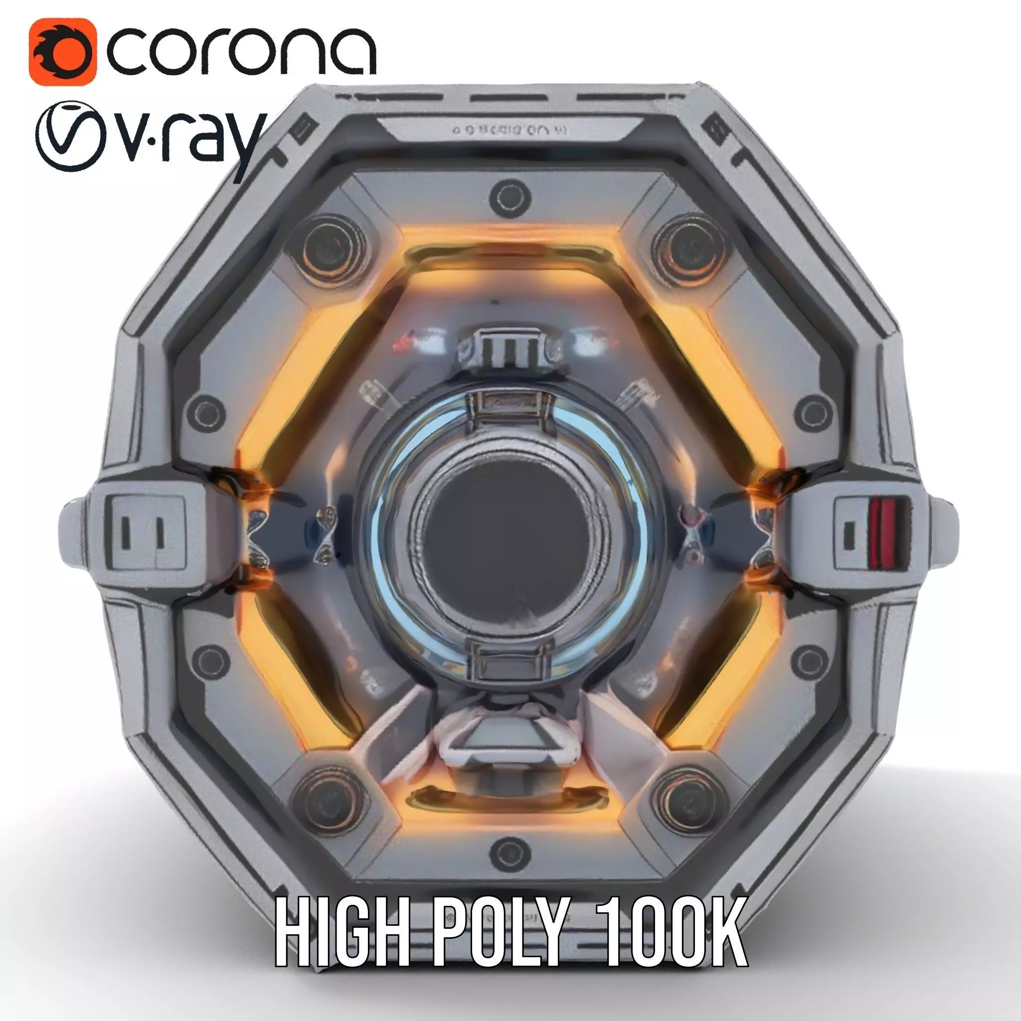 Futuristic SciFi Engine Reactor model pack Low-poly 3D model_14