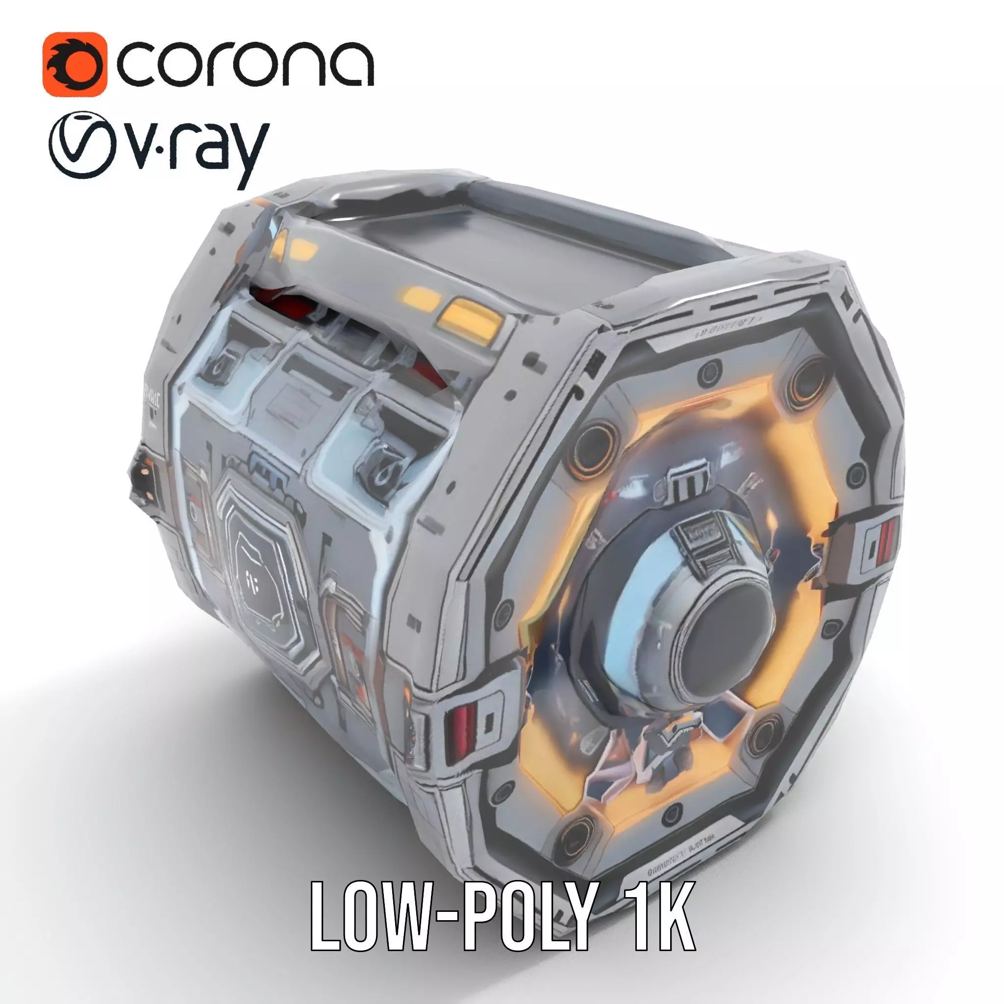 Futuristic SciFi Engine Reactor model pack Low-poly 3D model_13