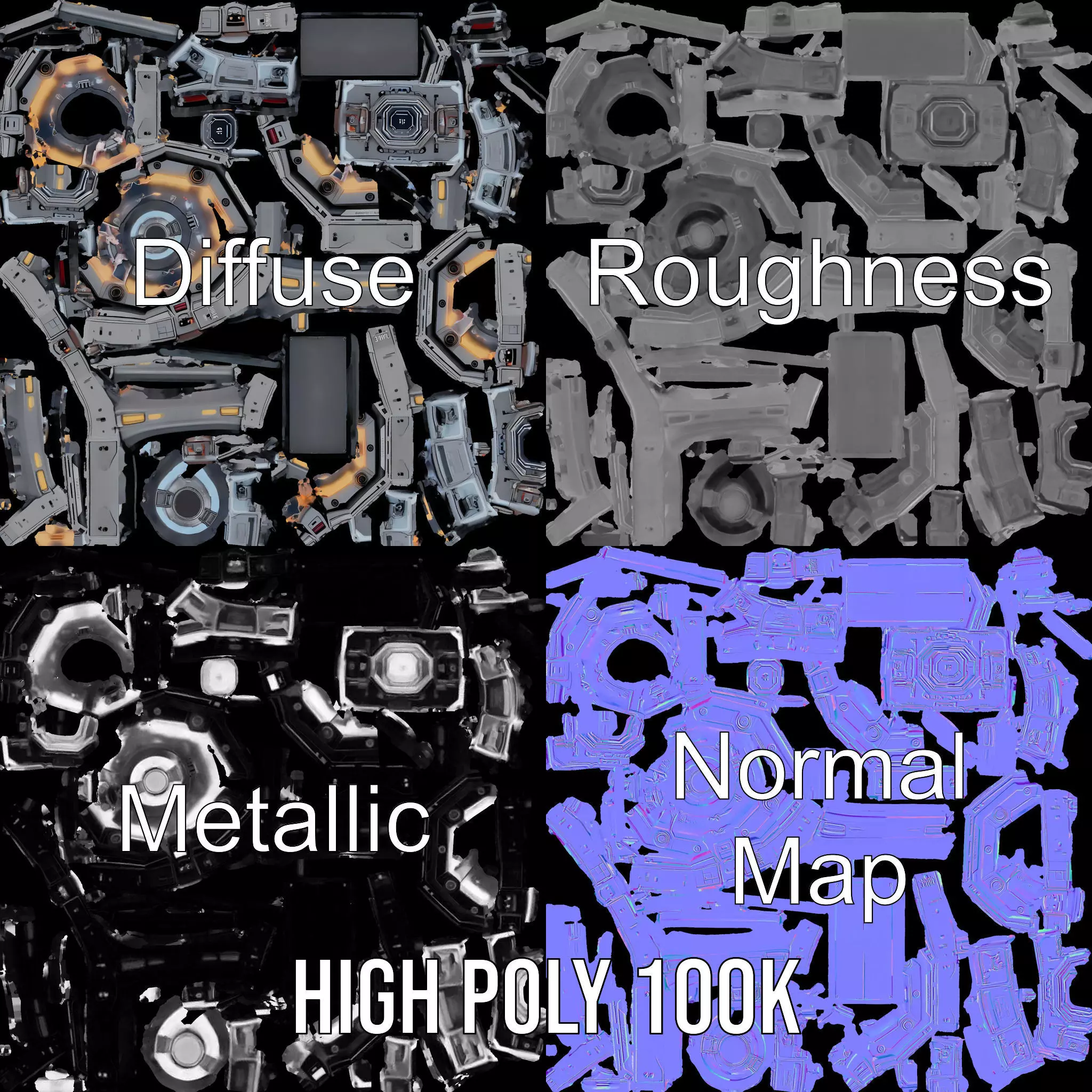 Futuristic SciFi Engine Reactor model pack Low-poly 3D model_3