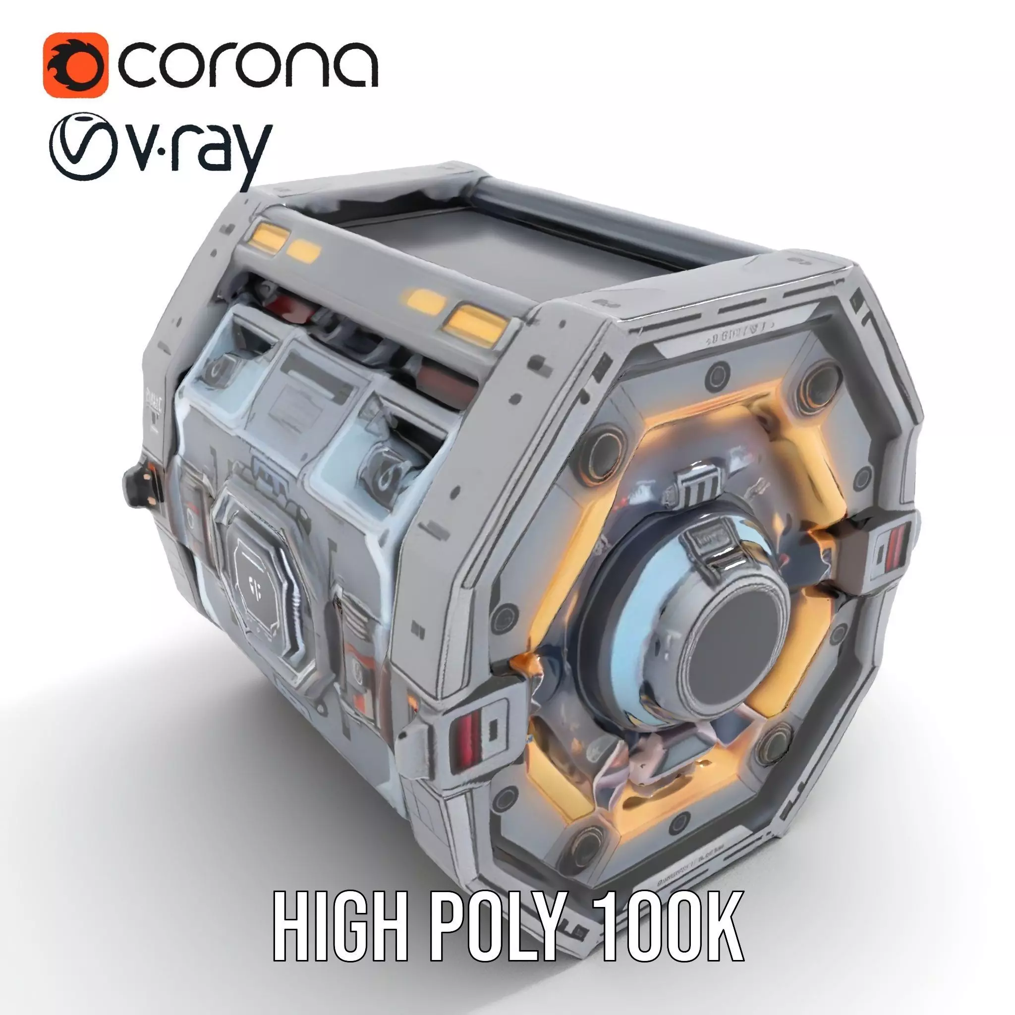 Futuristic SciFi Engine Reactor model pack Low-poly 3D model_11