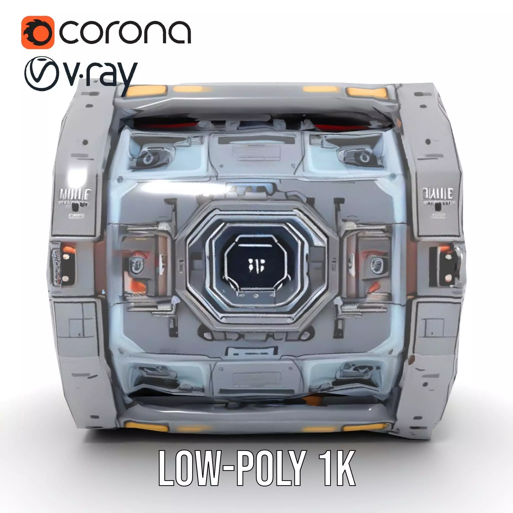 Futuristic SciFi Engine Reactor model pack Low-poly 3D model_7