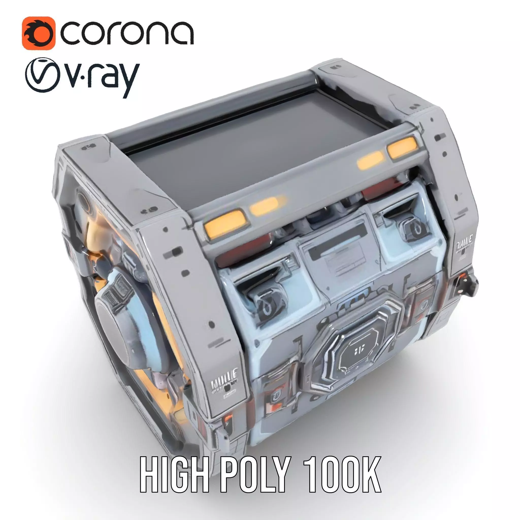 Futuristic SciFi Engine Reactor model pack Low-poly 3D model_20