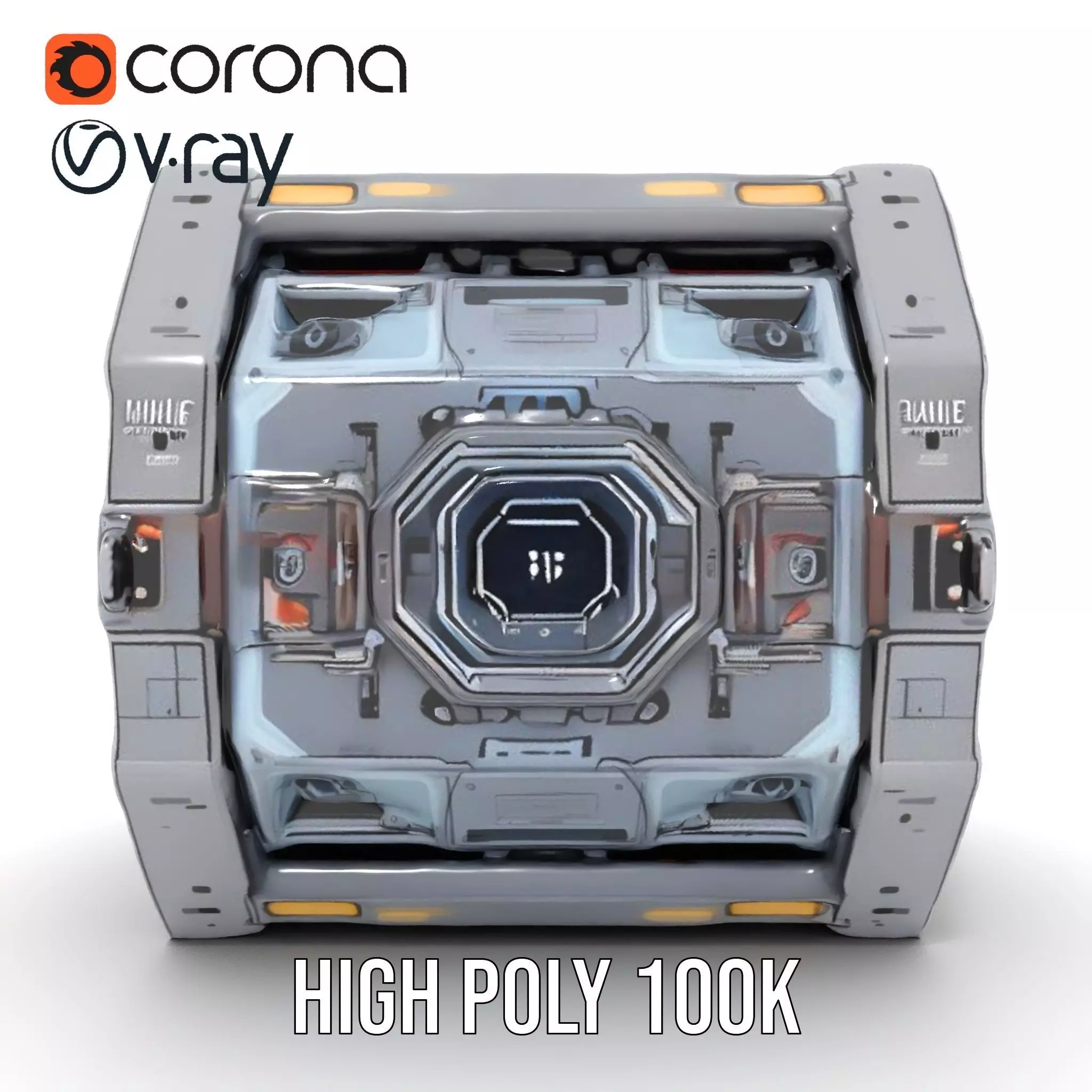 Futuristic SciFi Engine Reactor model pack Low-poly 3D model_28