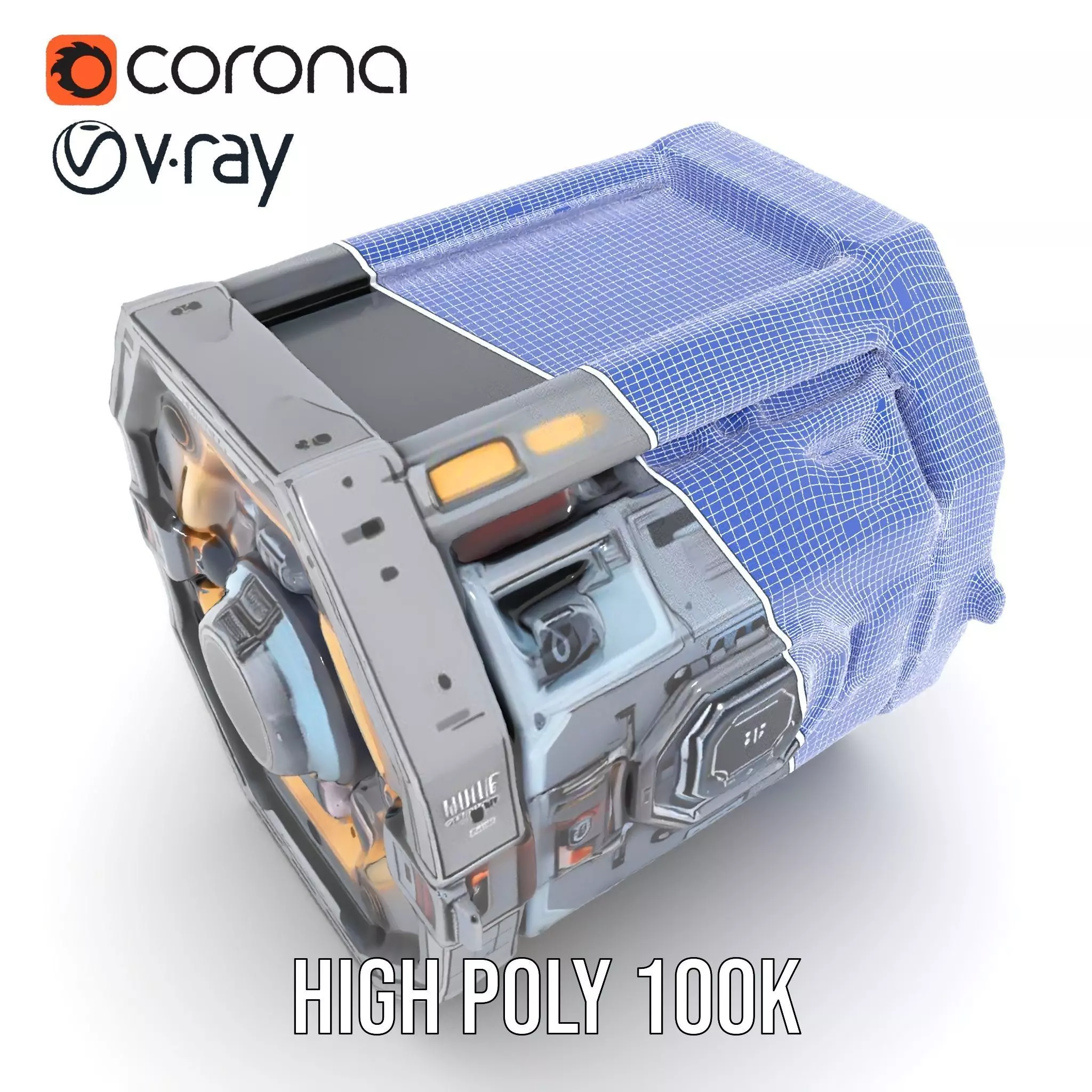 Futuristic SciFi Engine Reactor model pack Low-poly 3D model_32