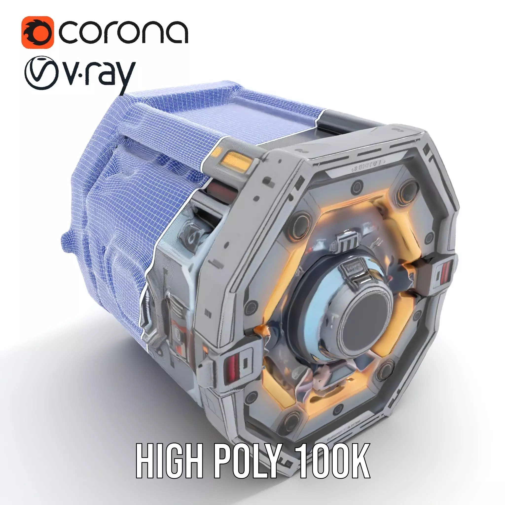 Futuristic SciFi Engine Reactor model pack Low-poly 3D model_31