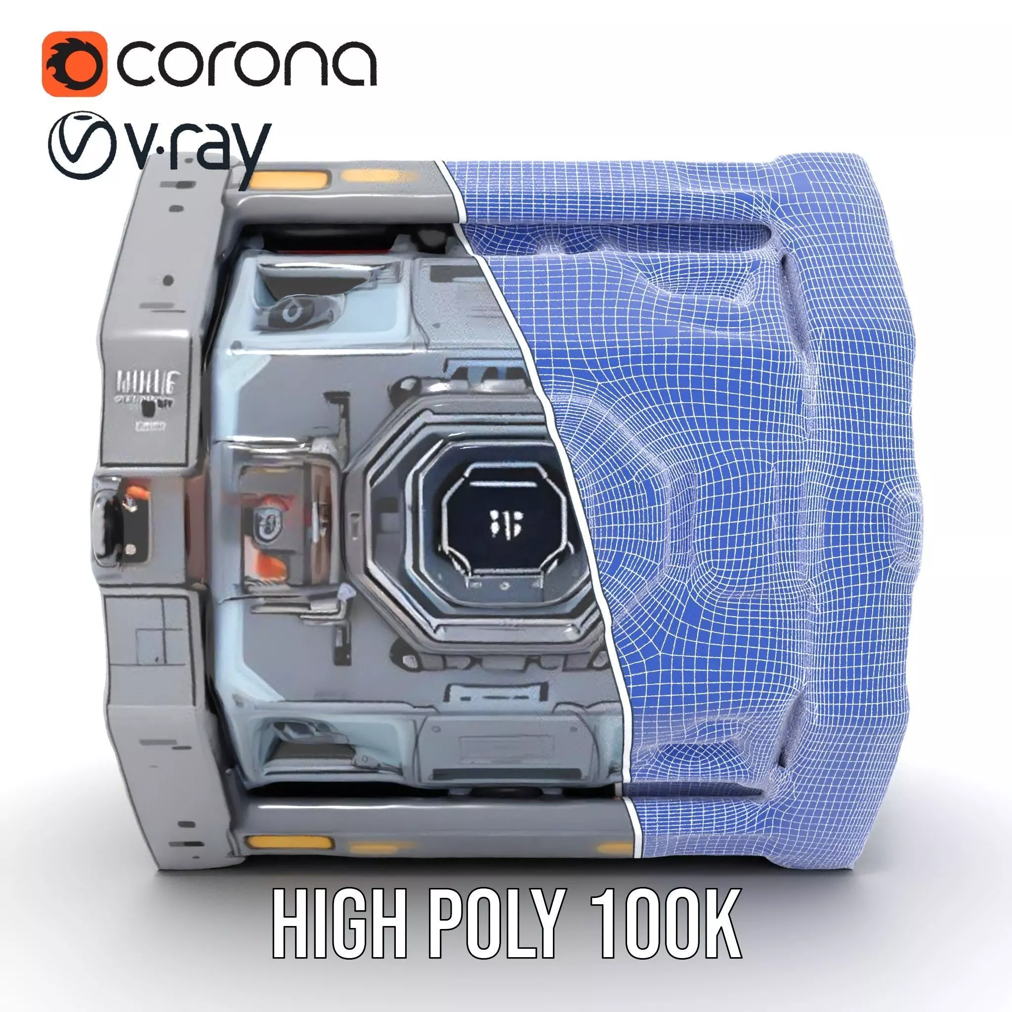 Futuristic SciFi Engine Reactor model pack Low-poly 3D model_33