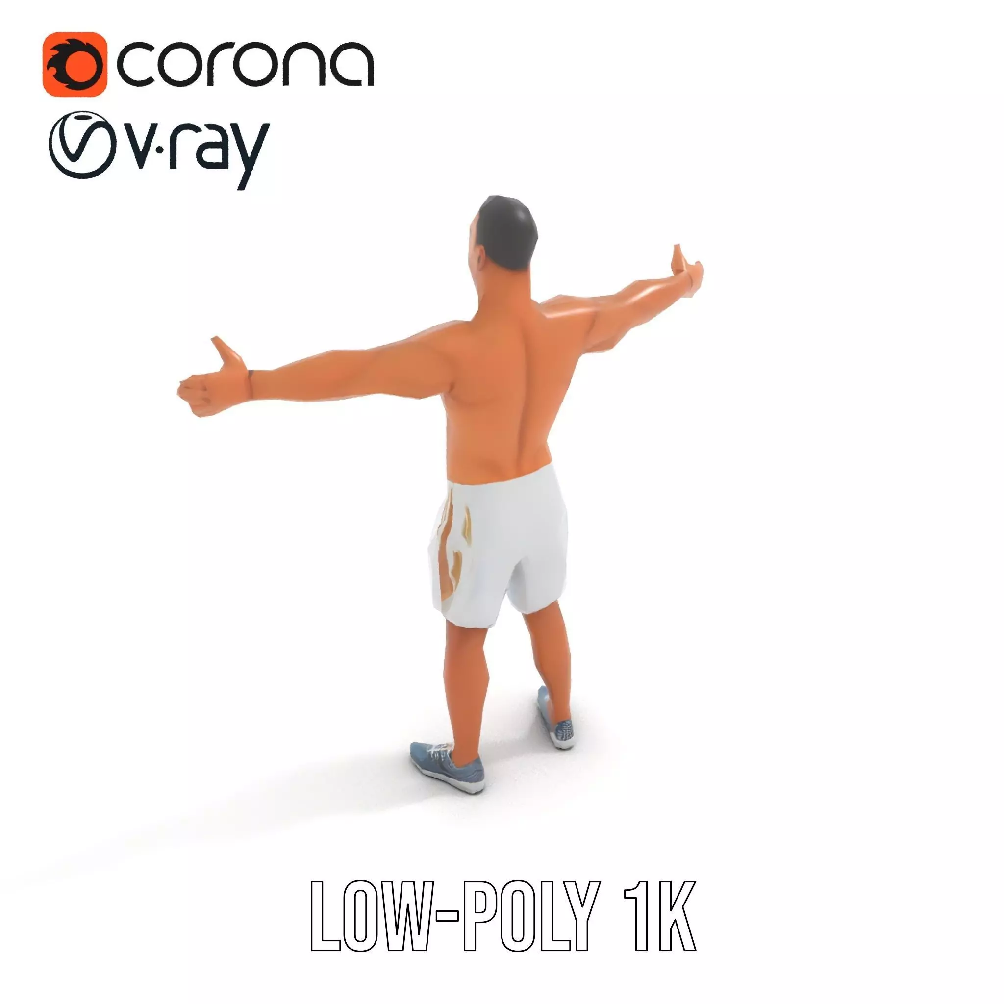 Athletic Male Model Pack with Realistic Textures Low-poly 3D model_10