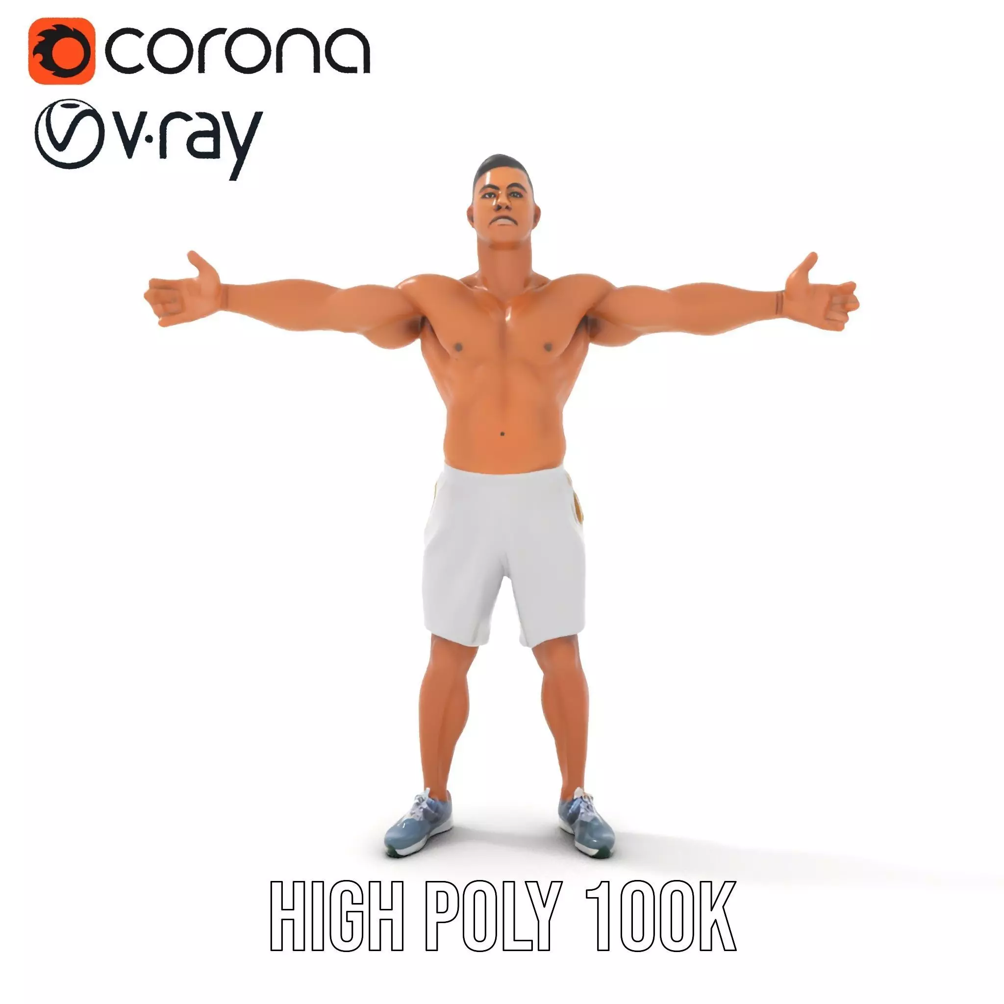 Athletic Male Model Pack with Realistic Textures Low-poly 3D model_16