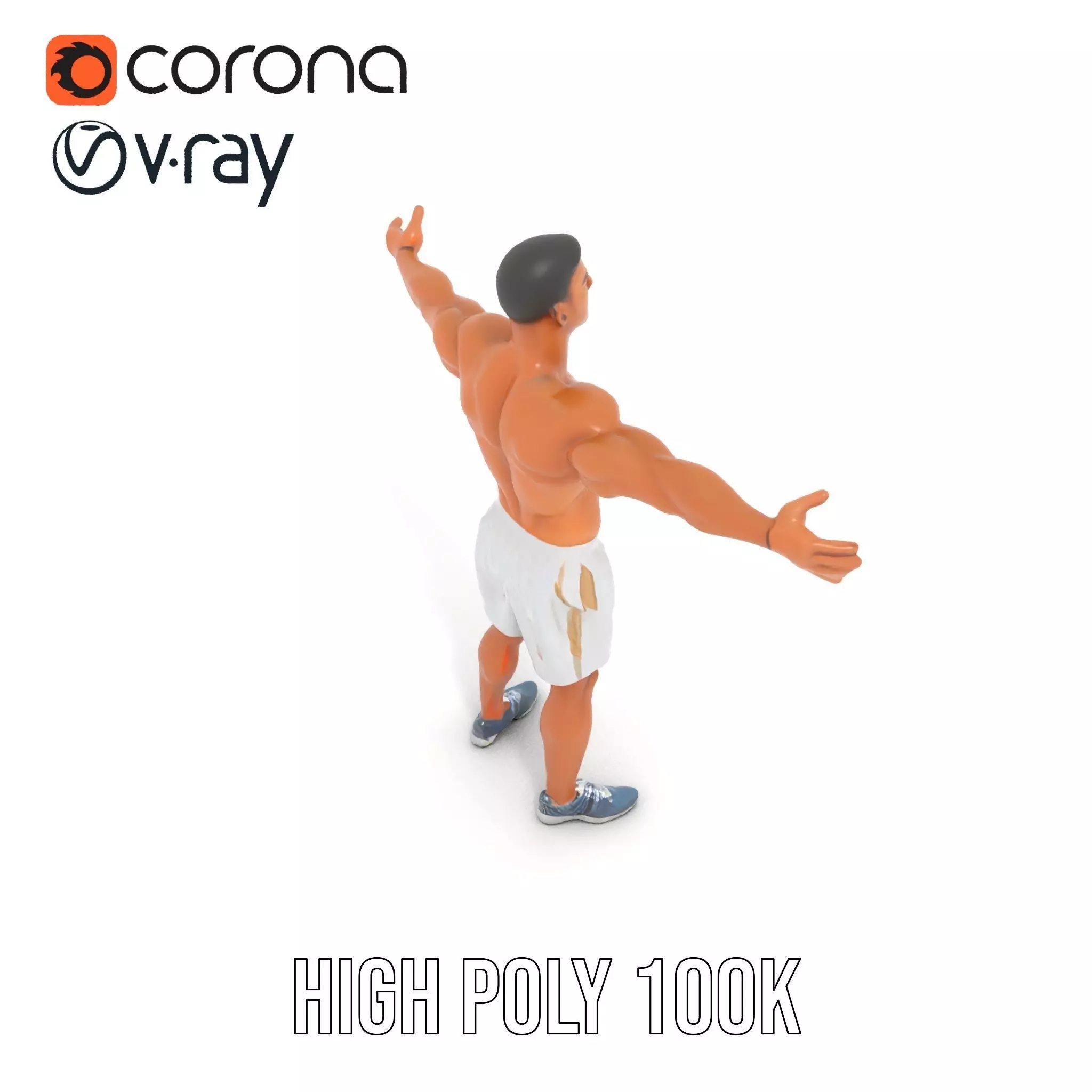 Athletic Male Model Pack with Realistic Textures Low-poly 3D model_11