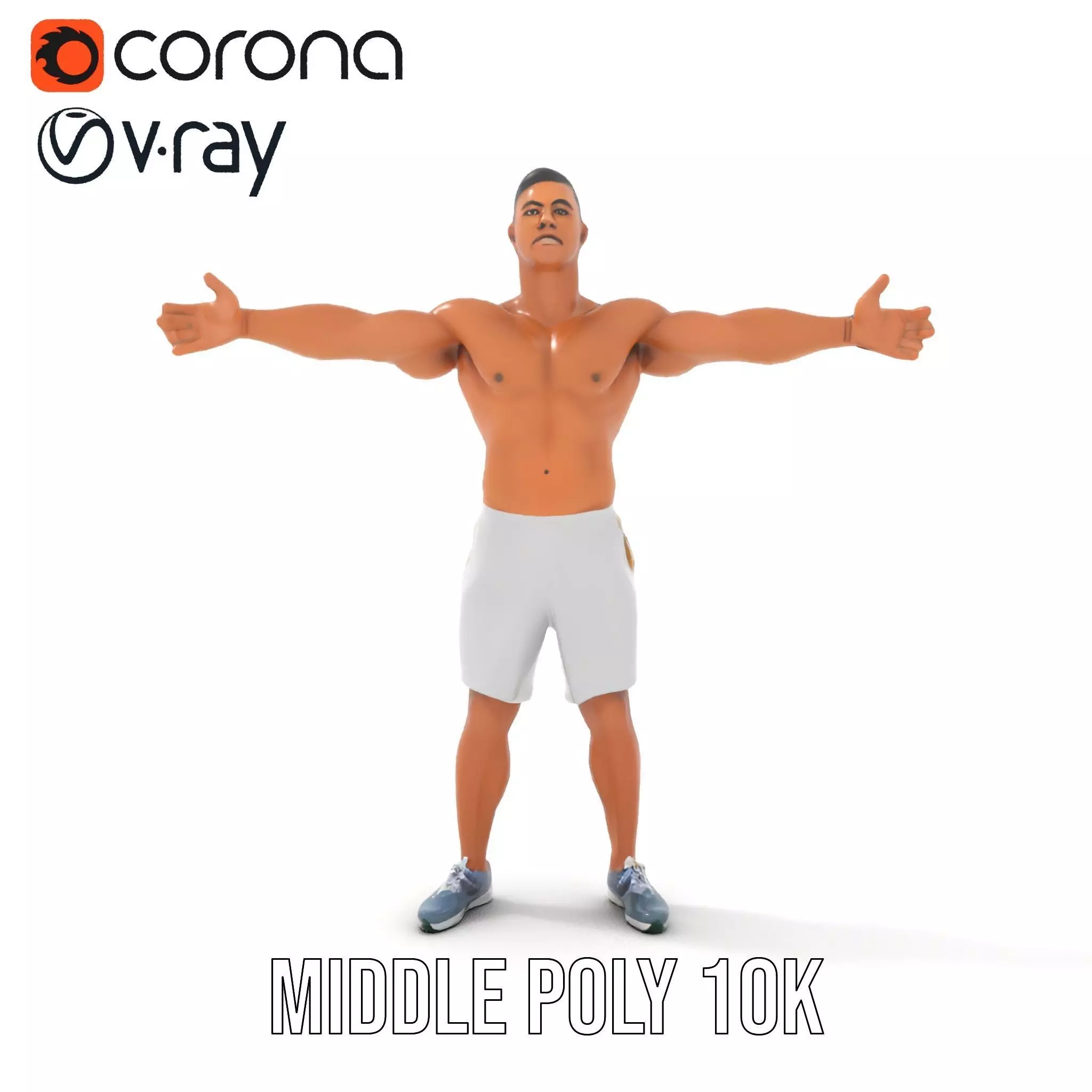 Athletic Male Model Pack with Realistic Textures Low-poly 3D model_14