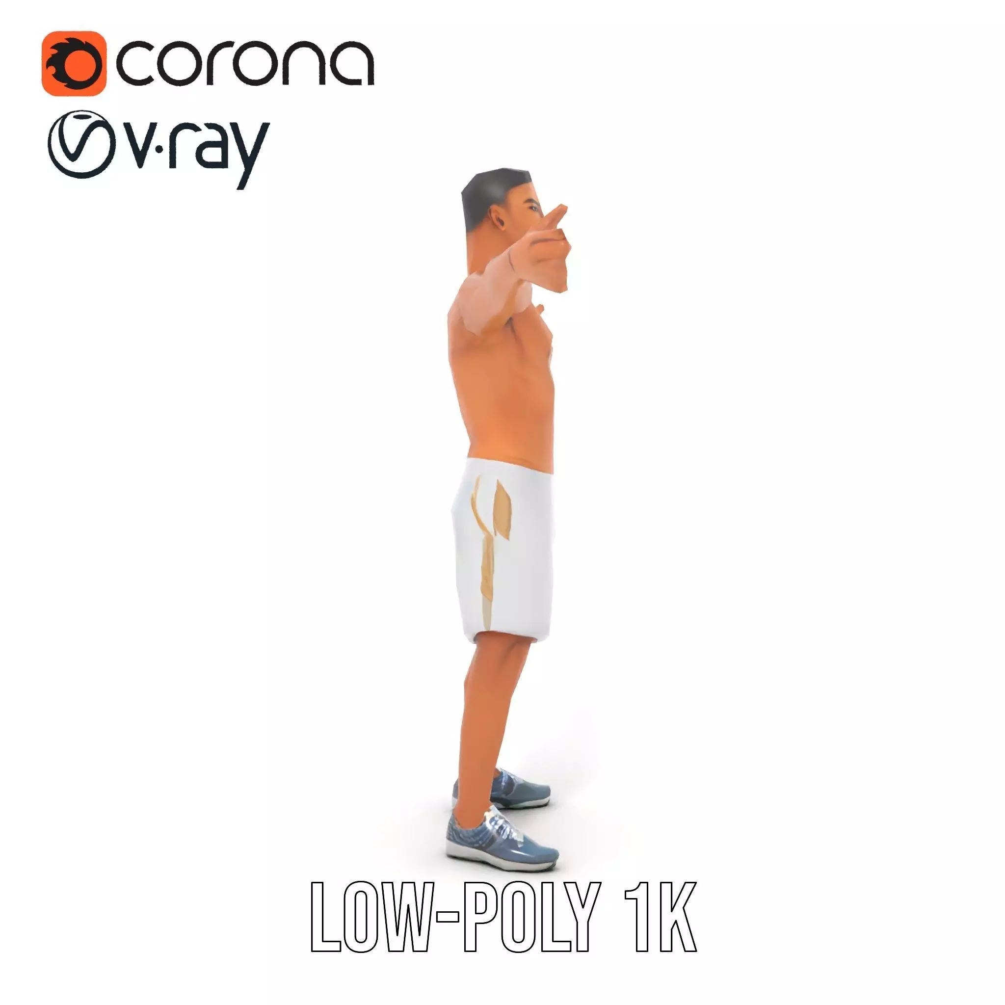 Athletic Male Model Pack with Realistic Textures Low-poly 3D model_7