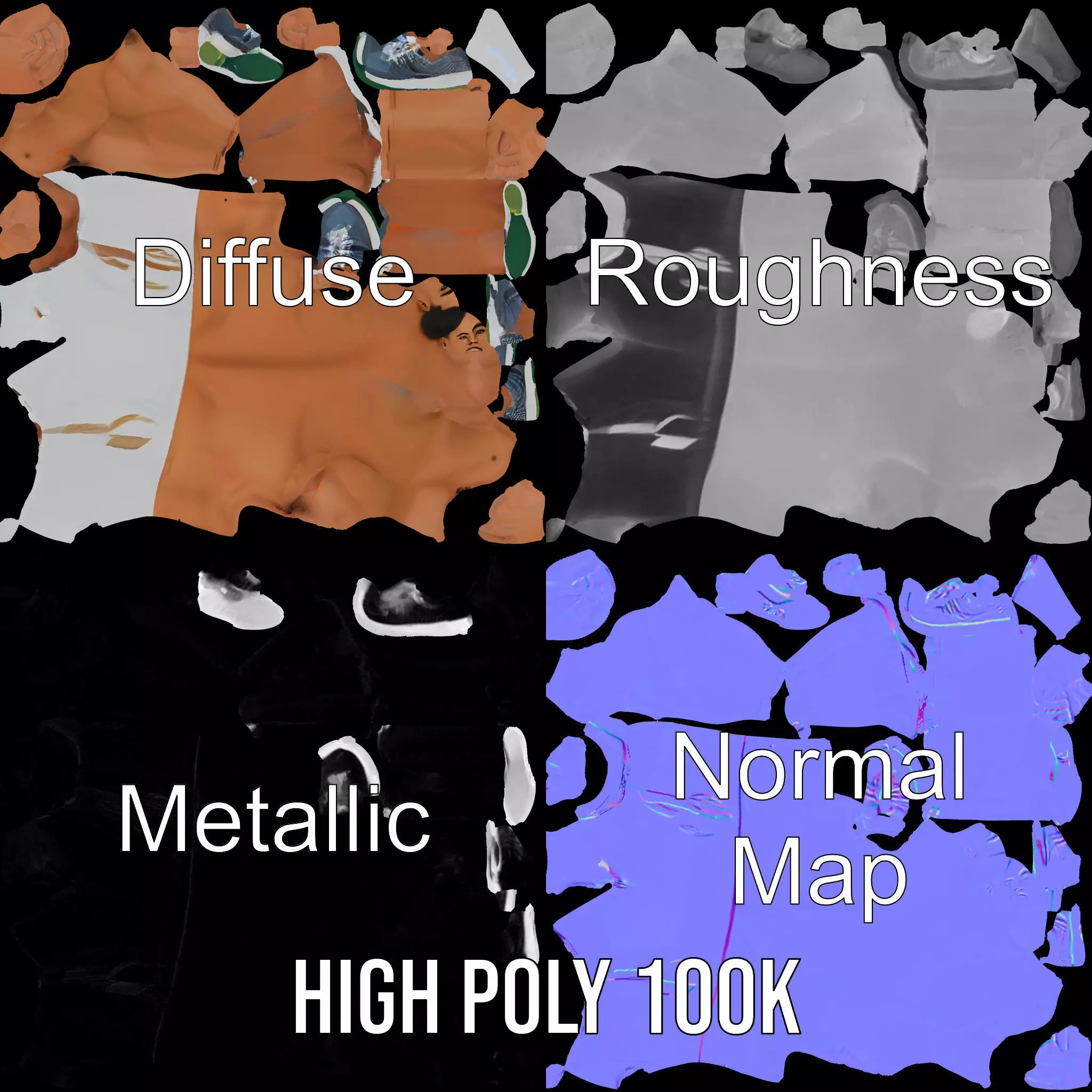 Athletic Male Model Pack with Realistic Textures Low-poly 3D model_3