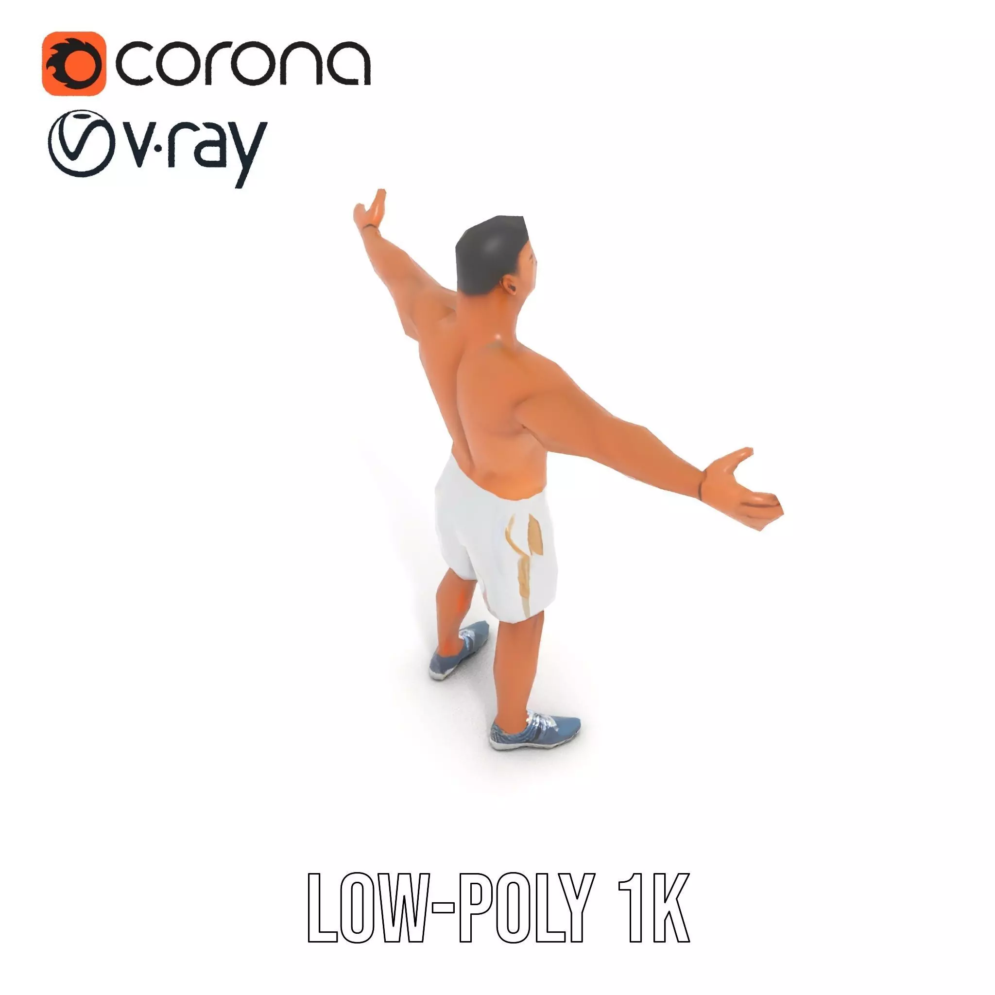 Athletic Male Model Pack with Realistic Textures Low-poly 3D model_15