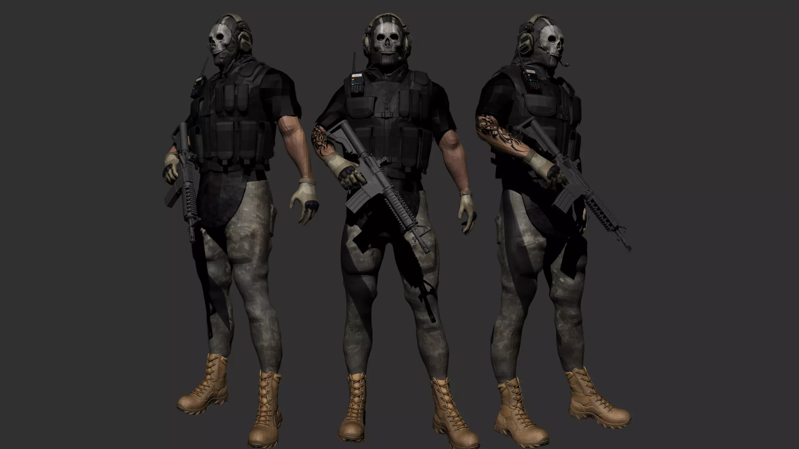 GAME READY RIGGED Call OF DUTY GHOST CHARACTER Low-poly 3D model_13