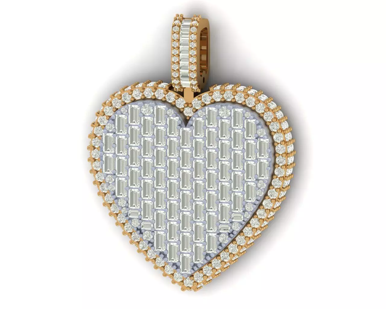 Heart Diamond pendant 3D print model_4