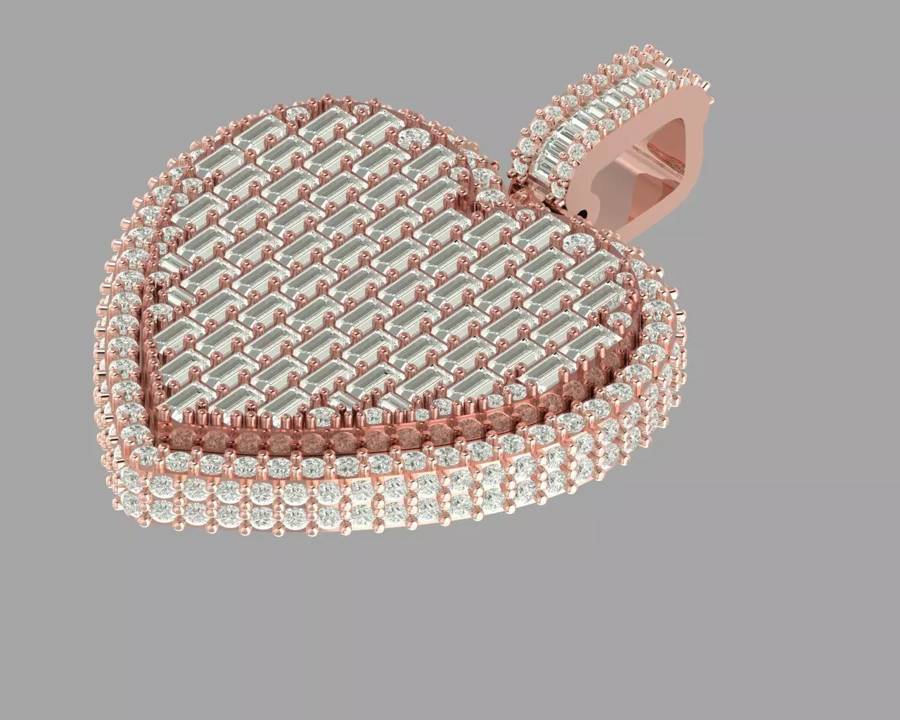 Heart Diamond pendant 3D print model_3