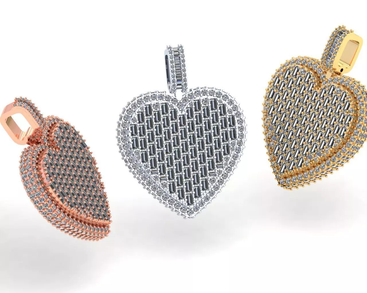 Heart Diamond pendant 3D print model_2