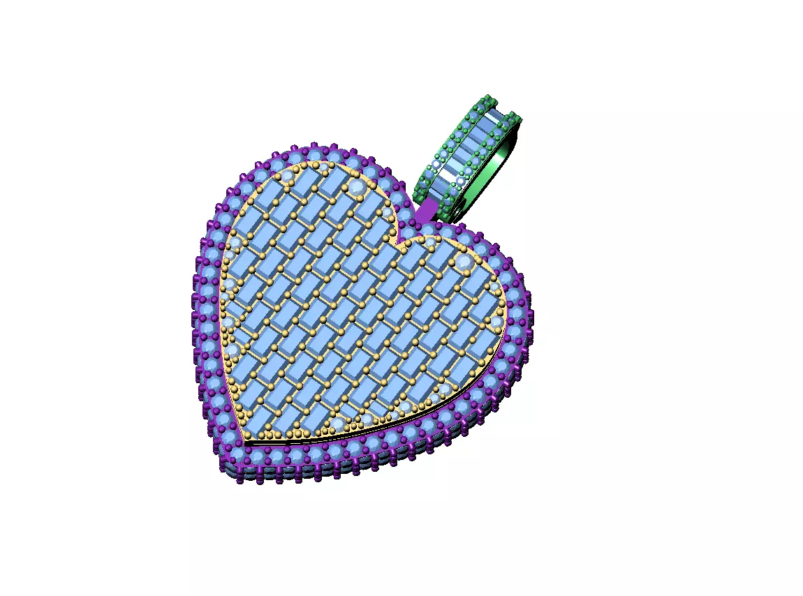 Heart Diamond pendant 3D print model_11