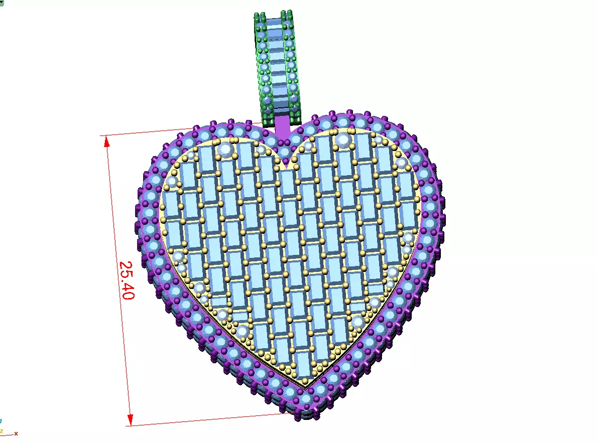 Heart Diamond pendant 3D print model_5