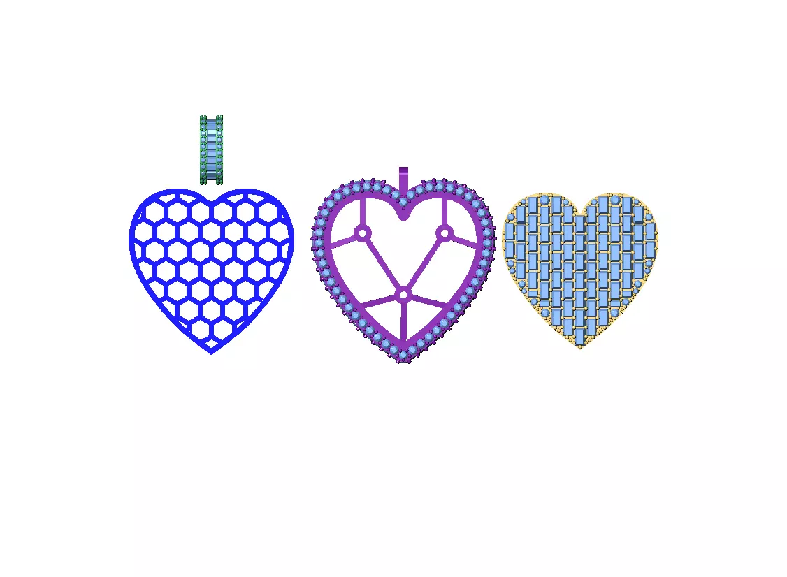 Heart Diamond pendant 3D print model_10