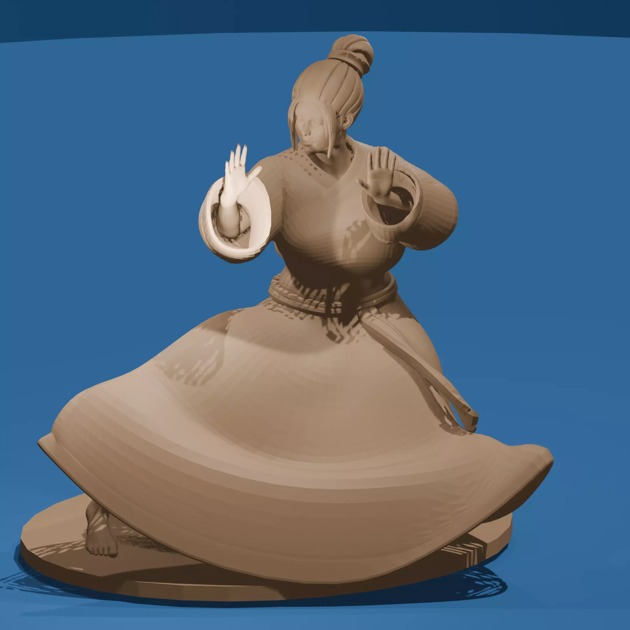 Beautiful Asian Woman Performing a Kata 3D print model
