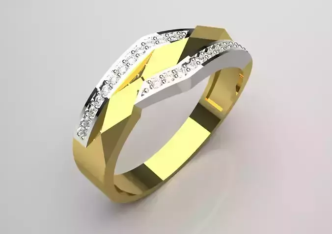 Two-tone Gold STL Ring with Diamonds Model jr00183