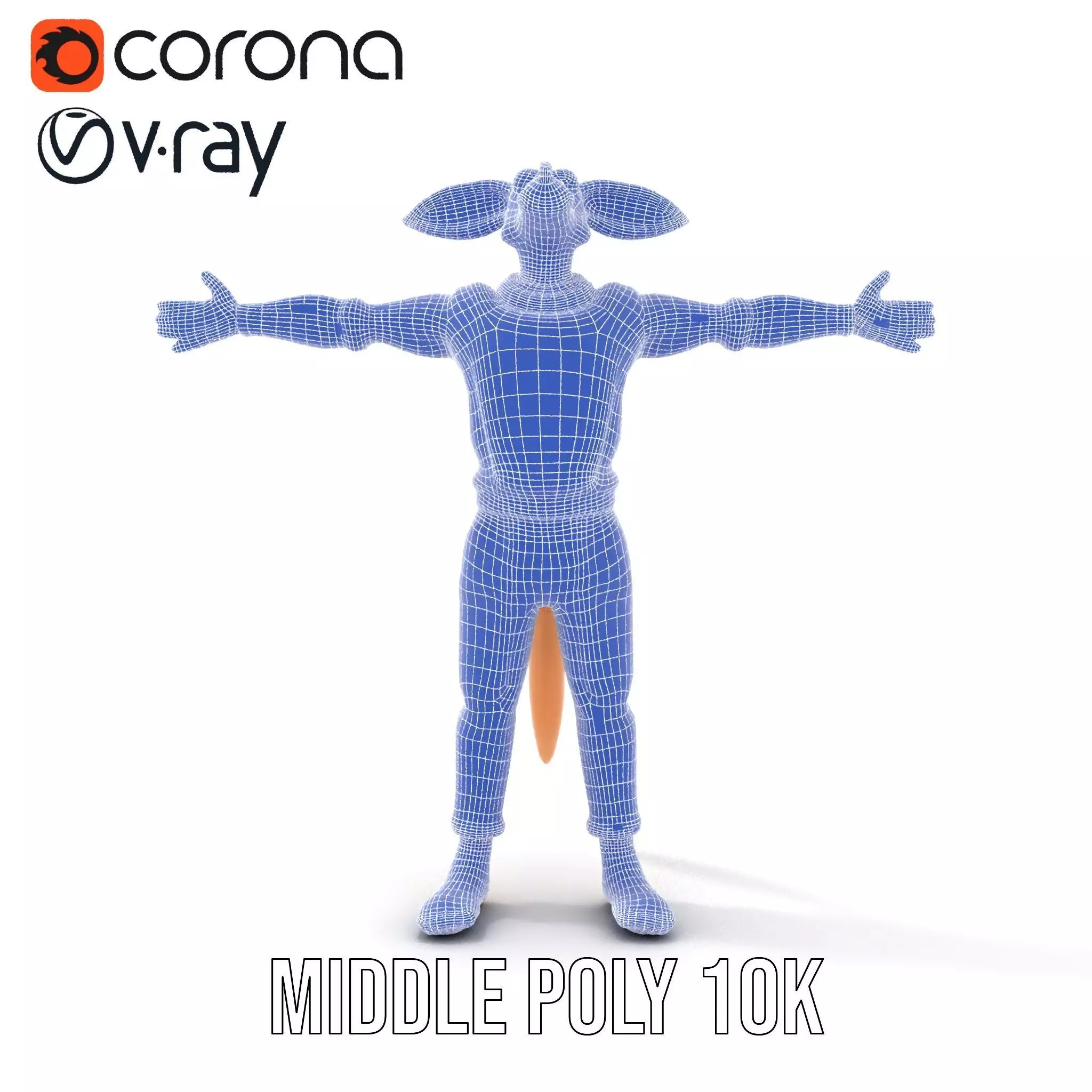 Anthropomorphic Character Model Pack with Tail and Sweater Low-poly 3D model_24