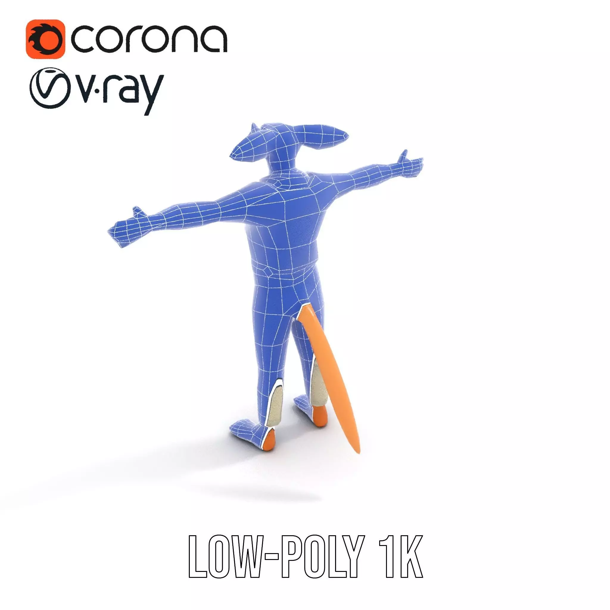 Anthropomorphic Character Model Pack with Tail and Sweater Low-poly 3D model_22