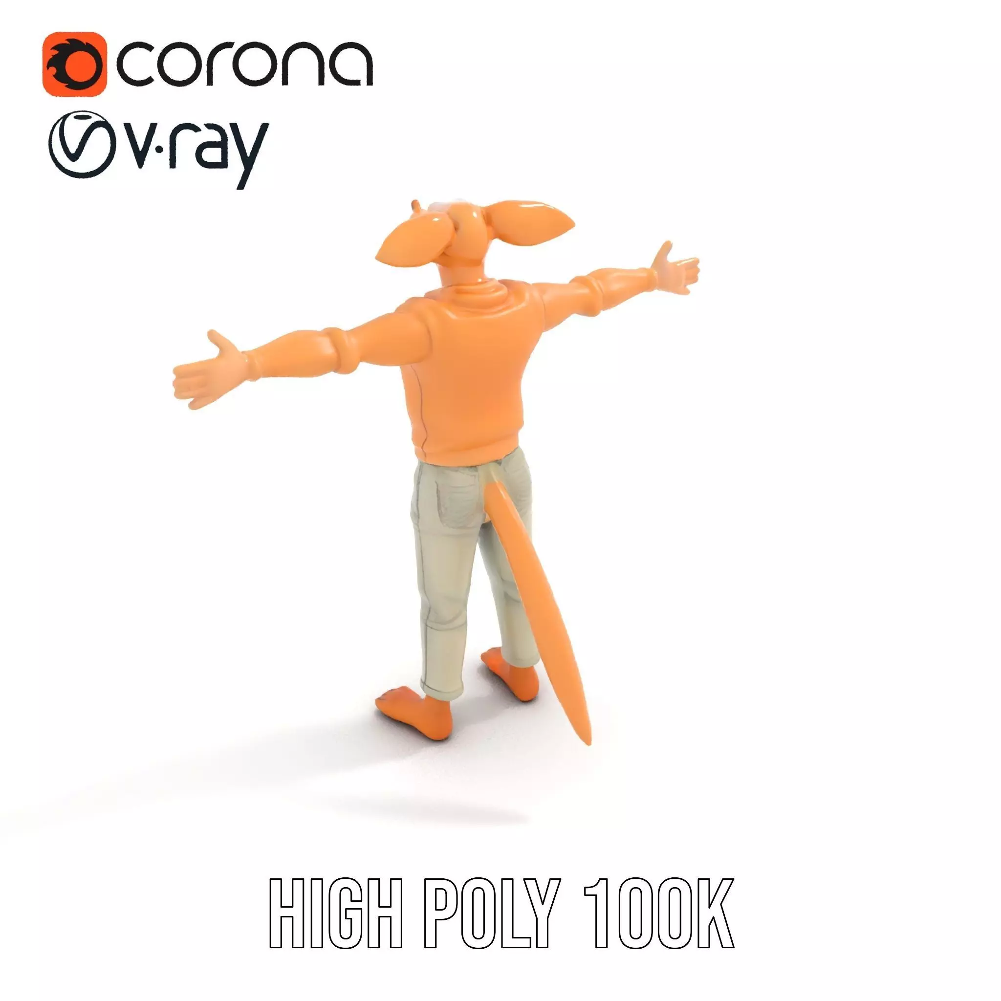 Anthropomorphic Character Model Pack with Tail and Sweater Low-poly 3D model_9