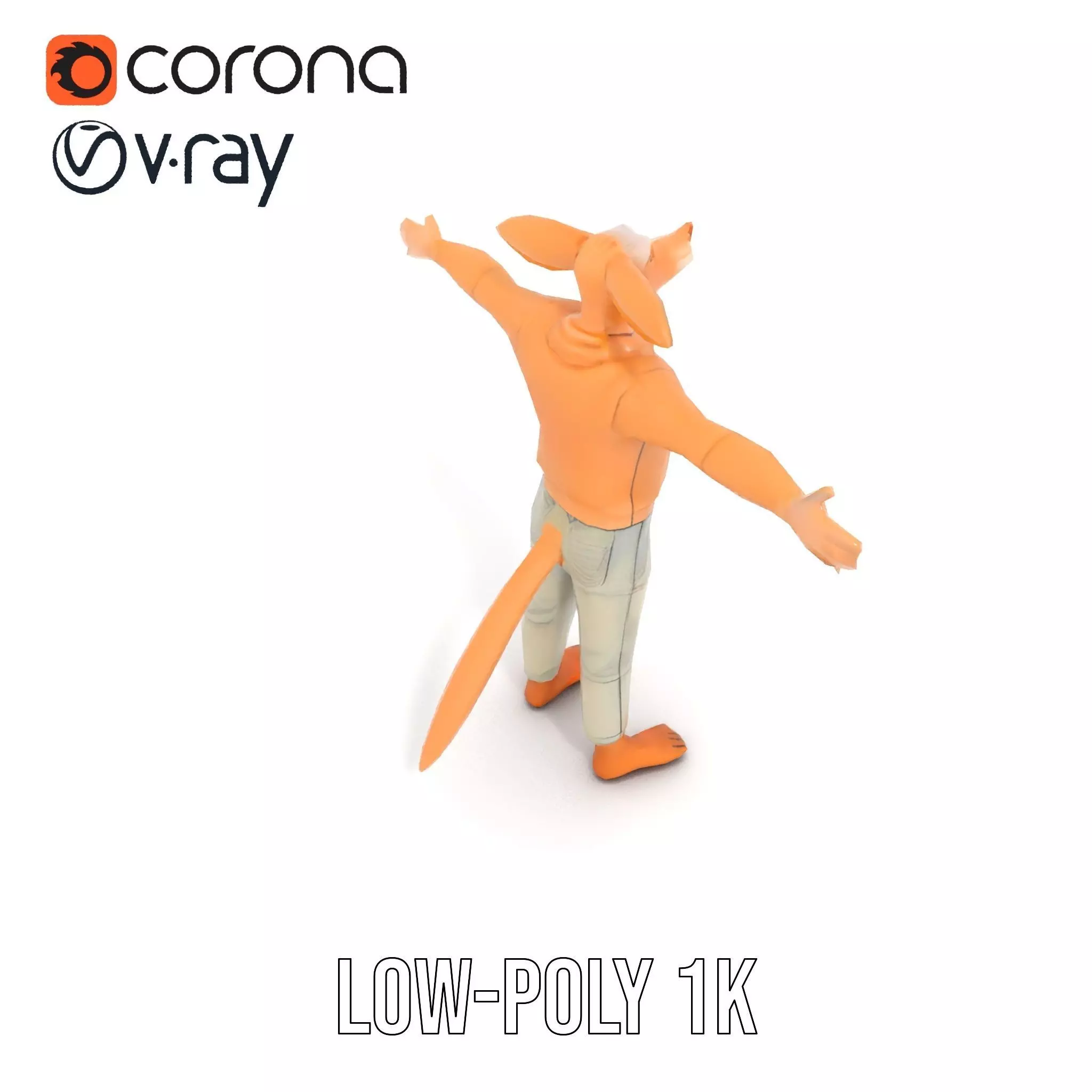 Anthropomorphic Character Model Pack with Tail and Sweater Low-poly 3D model_25