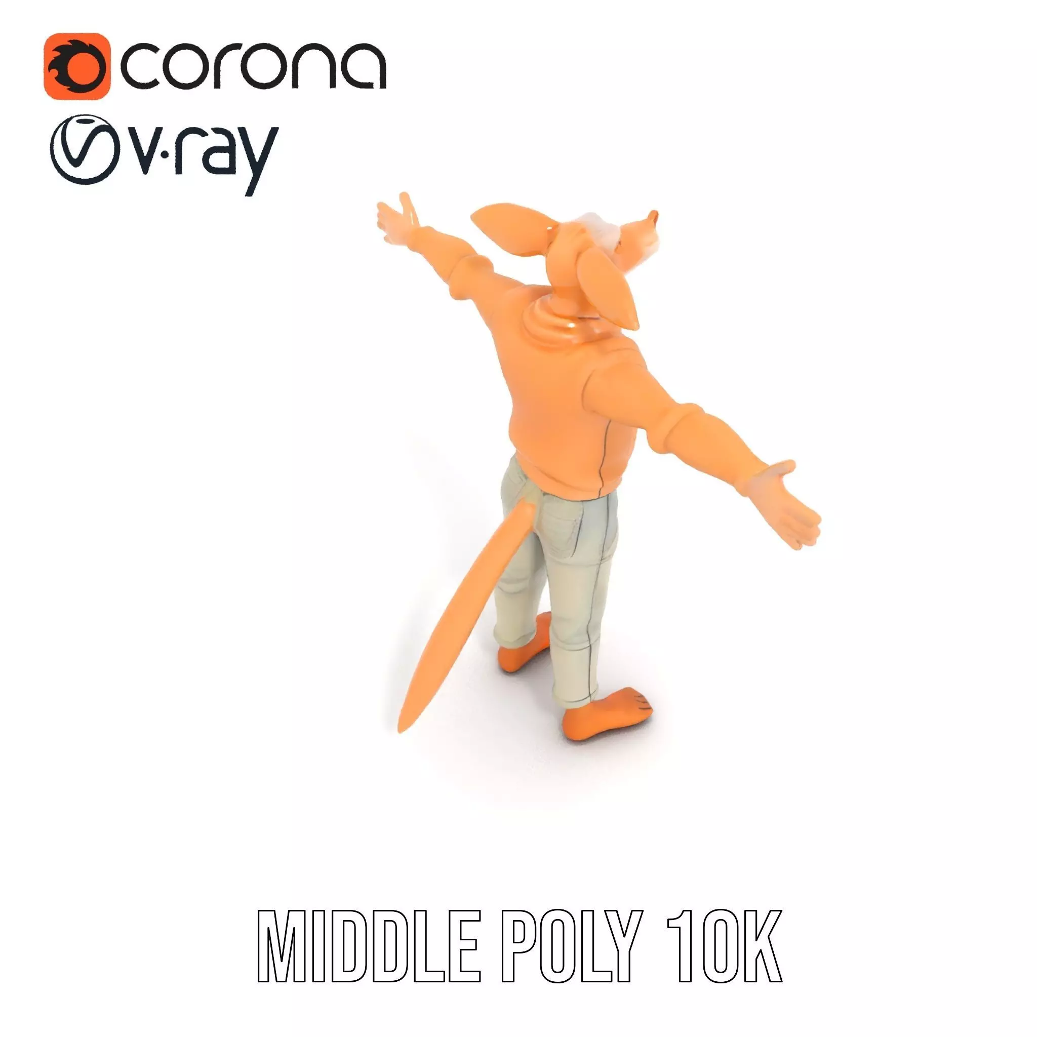 Anthropomorphic Character Model Pack with Tail and Sweater Low-poly 3D model_5