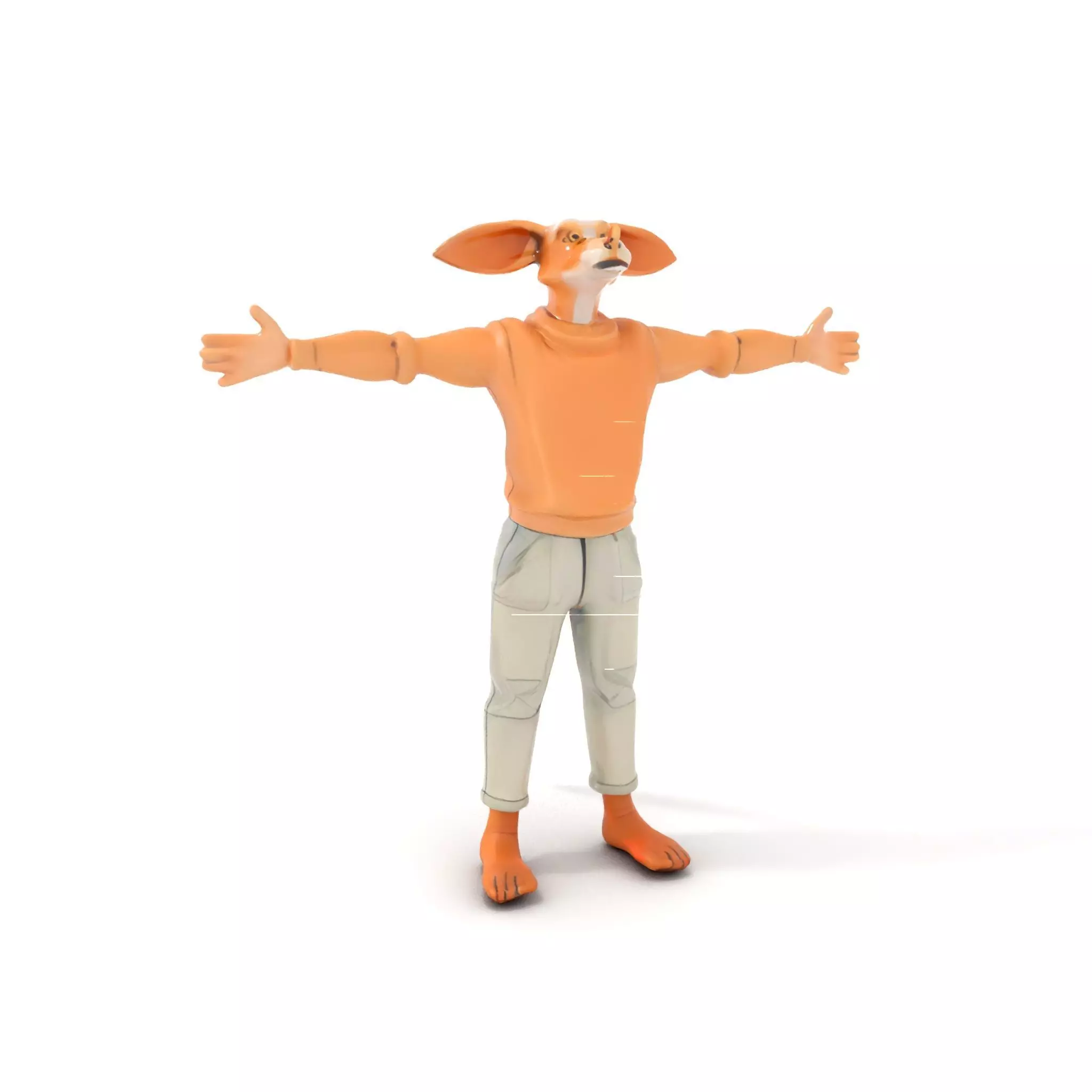 Anthropomorphic Character Model Pack with Tail and Sweater Low-poly 3D model_0