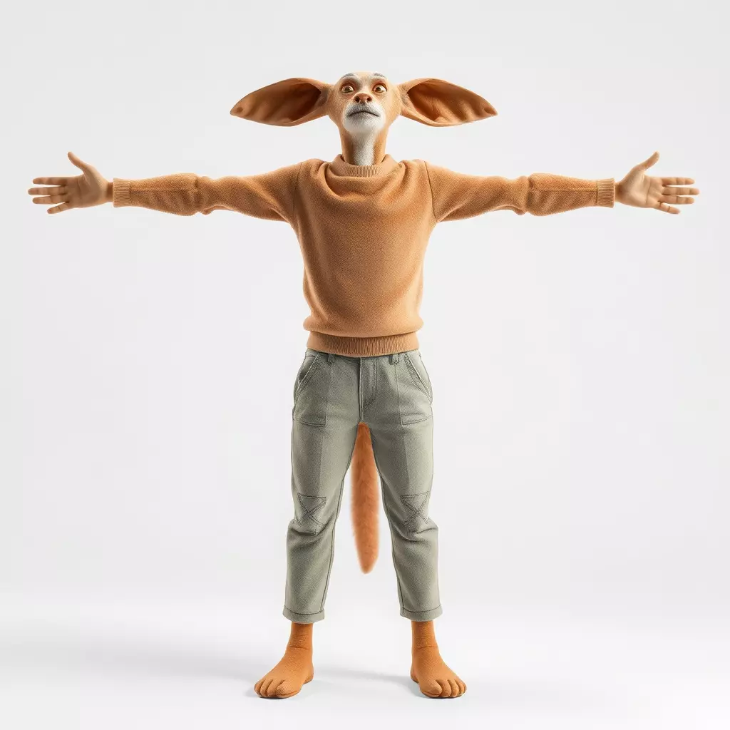 Anthropomorphic Character Model Pack with Tail and Sweater Low-poly 3D model_2